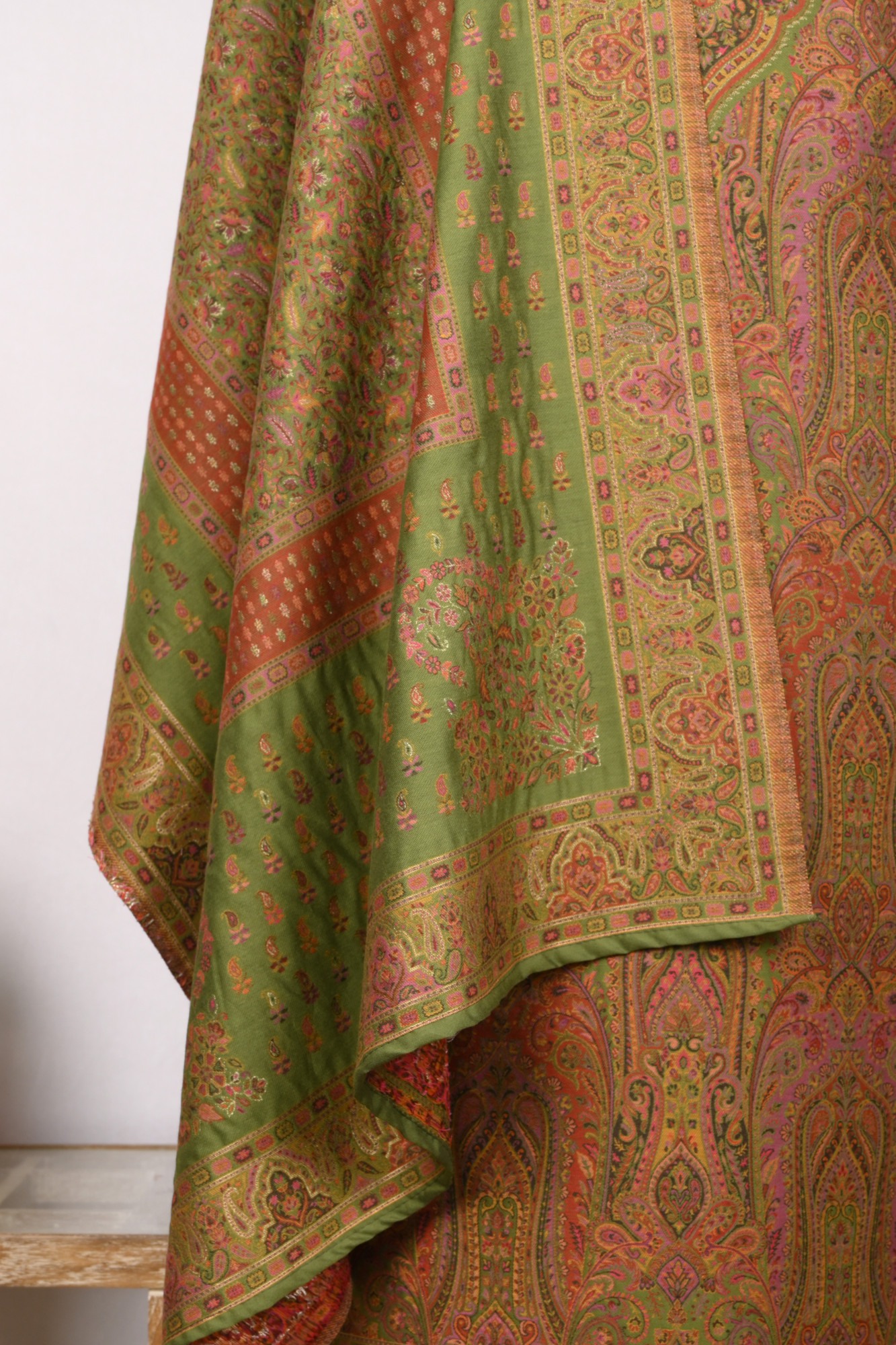 Green Pashmina Suit with Pashmina Dupatta - 1000-0455D