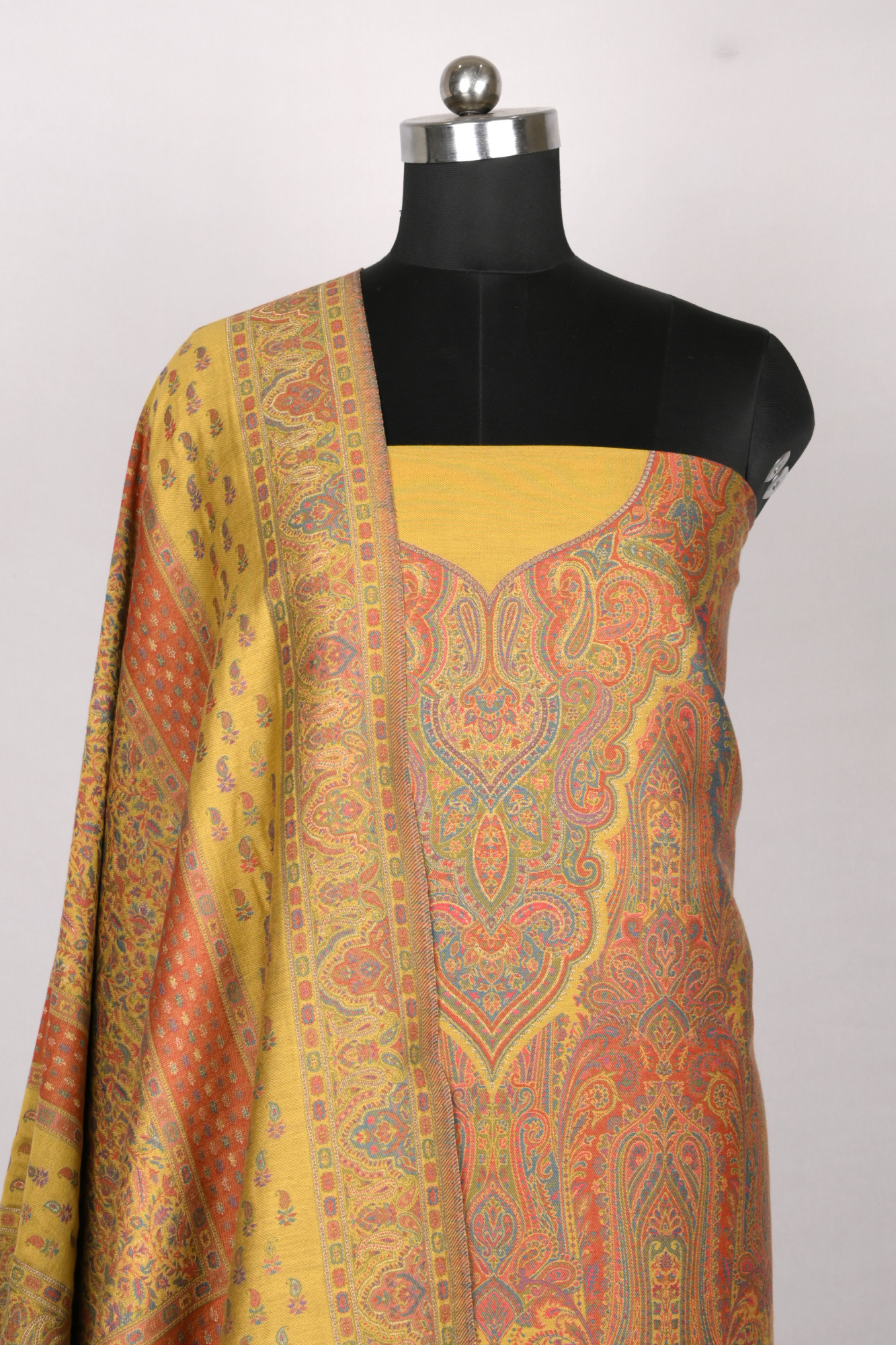 Mustard Pashmina Suit with Pashmina Dupatta - 1000-0455B