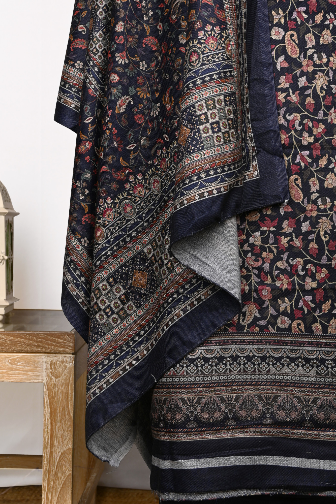 Blue Spun Printed Suit Set with Spun Dupatta - 1000-70373