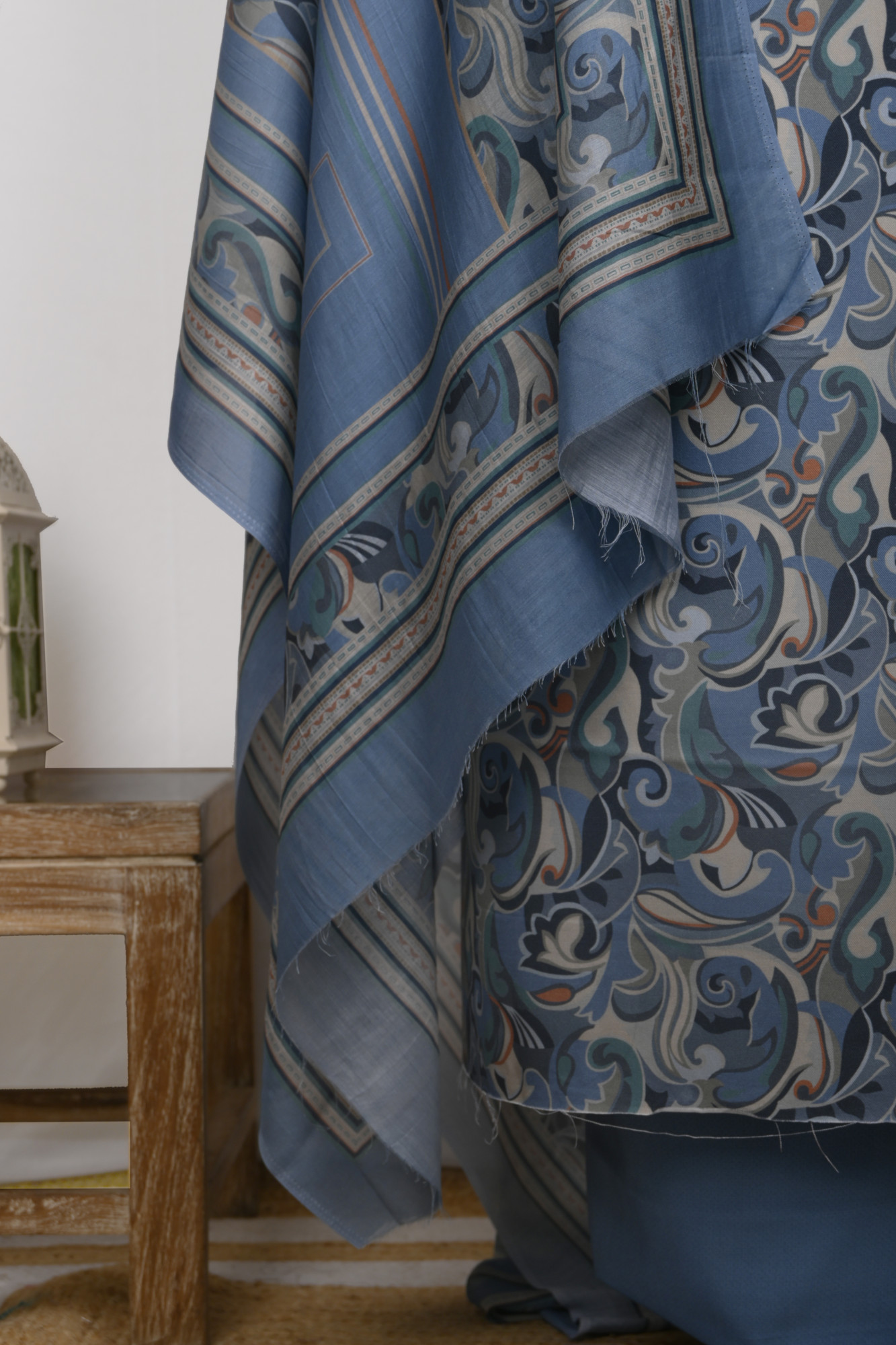 Blue Spun Suit Set with Beautiful Dupatta - 131-7558B