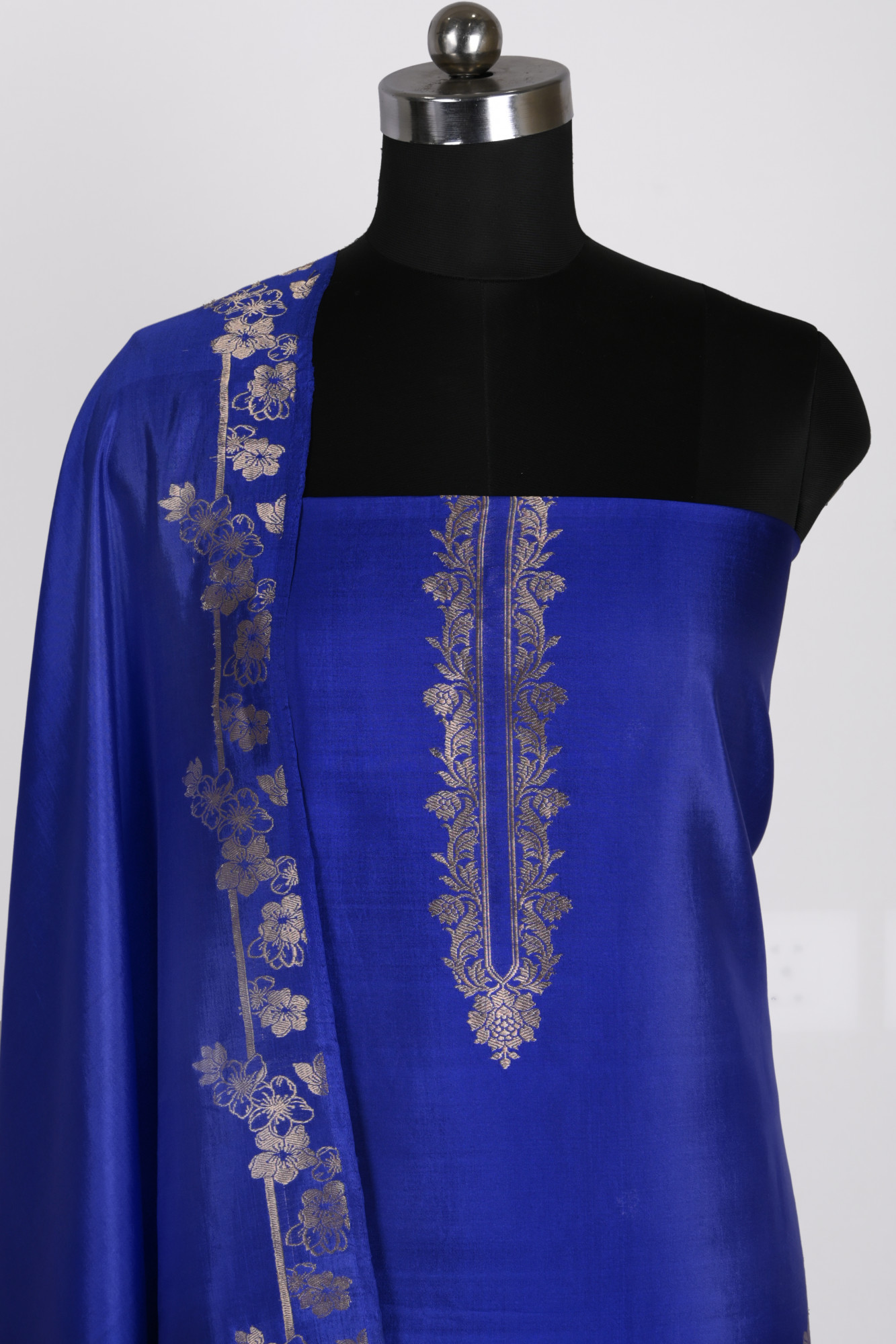 Blue Pure Silk Suit with Pure Silk Dupatta - SM2525187-1B
