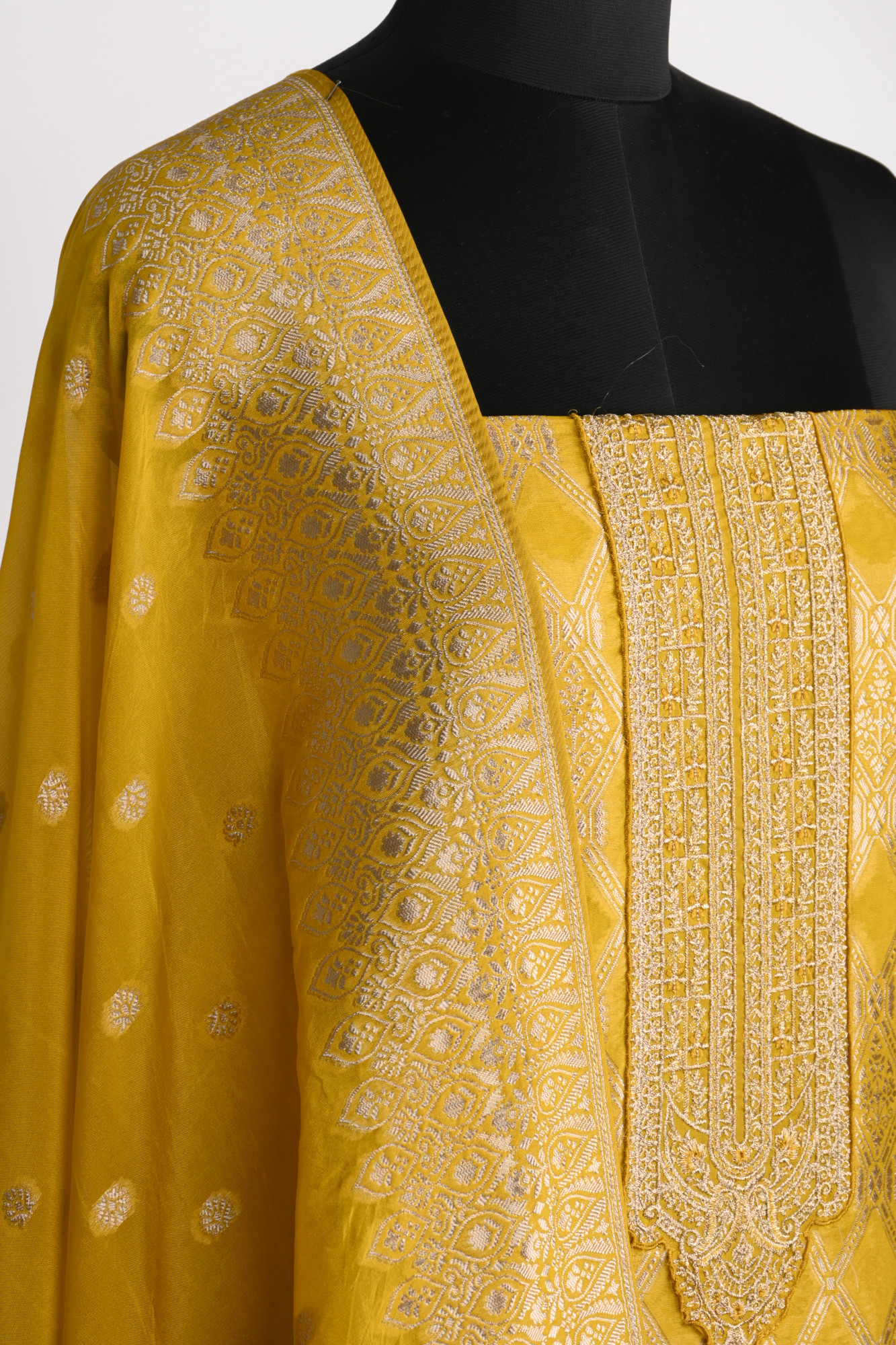 Yellow Organza Beautiful Suit Set with Dupatta - 131-KE11244