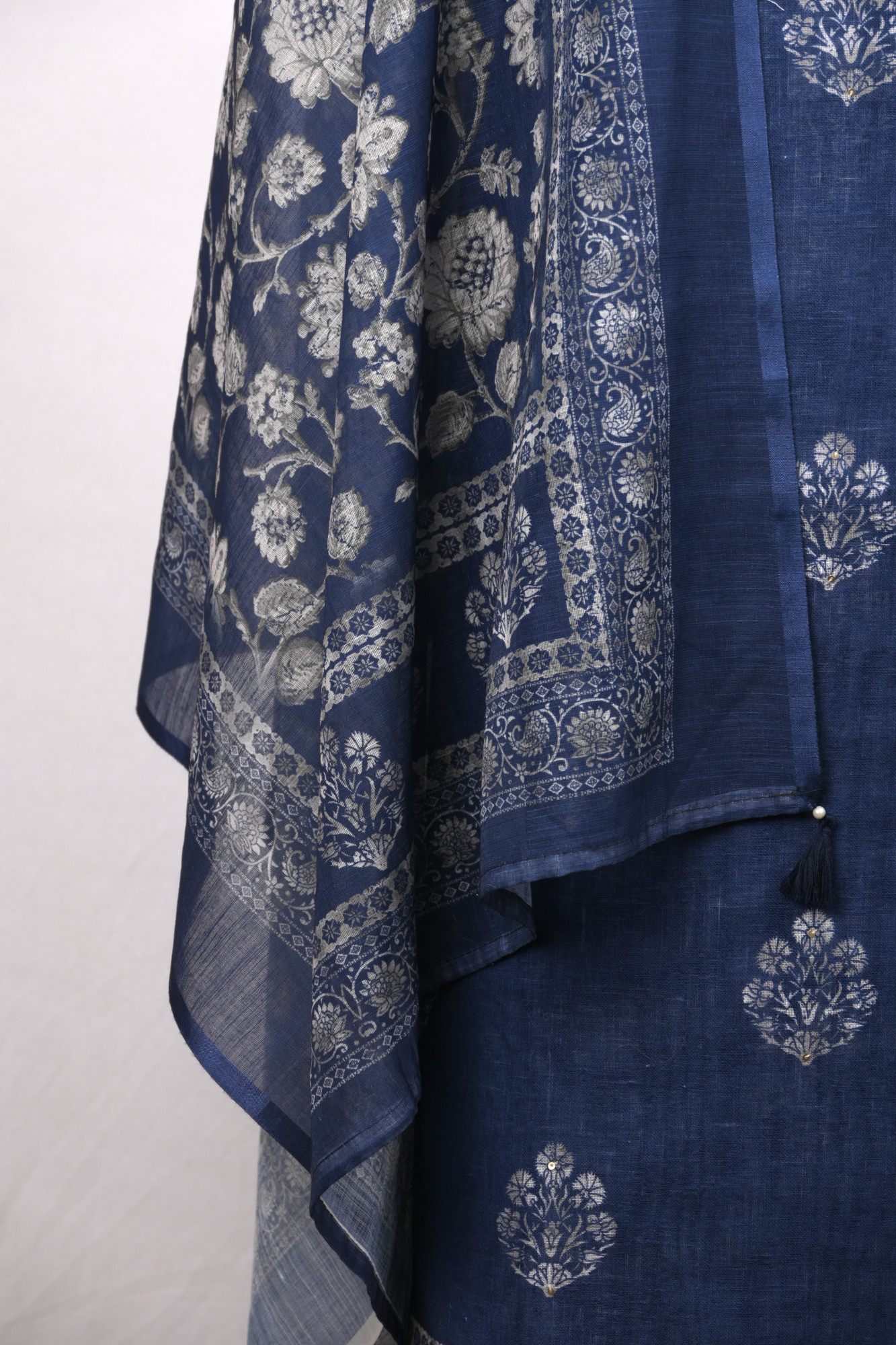 Blue Cotton Suit Set with Beautiful Dupatta - 1020-4954-4A
