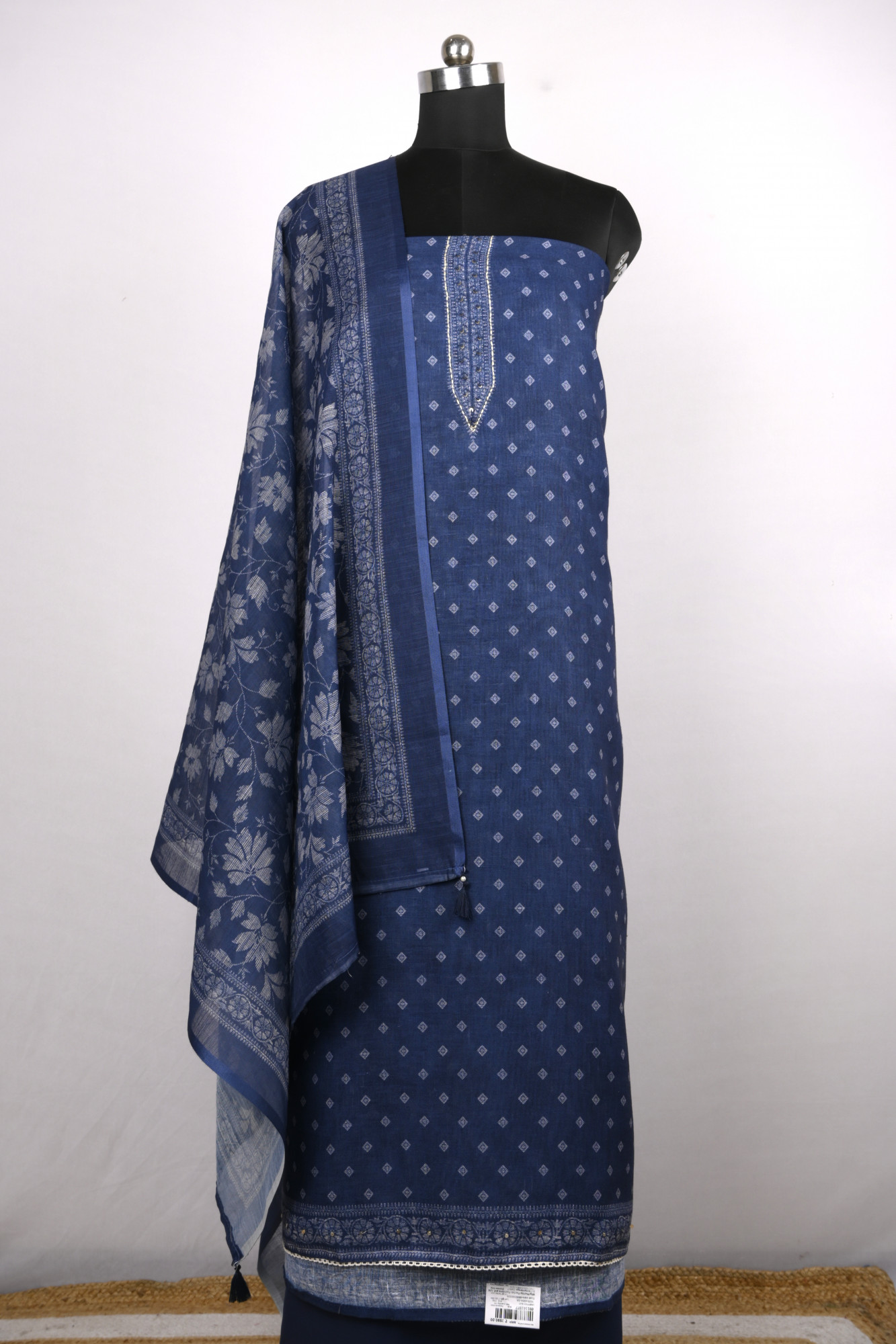 Blue Cotton Suit Set with Beautiful Dupatta - 1020-4954-2A