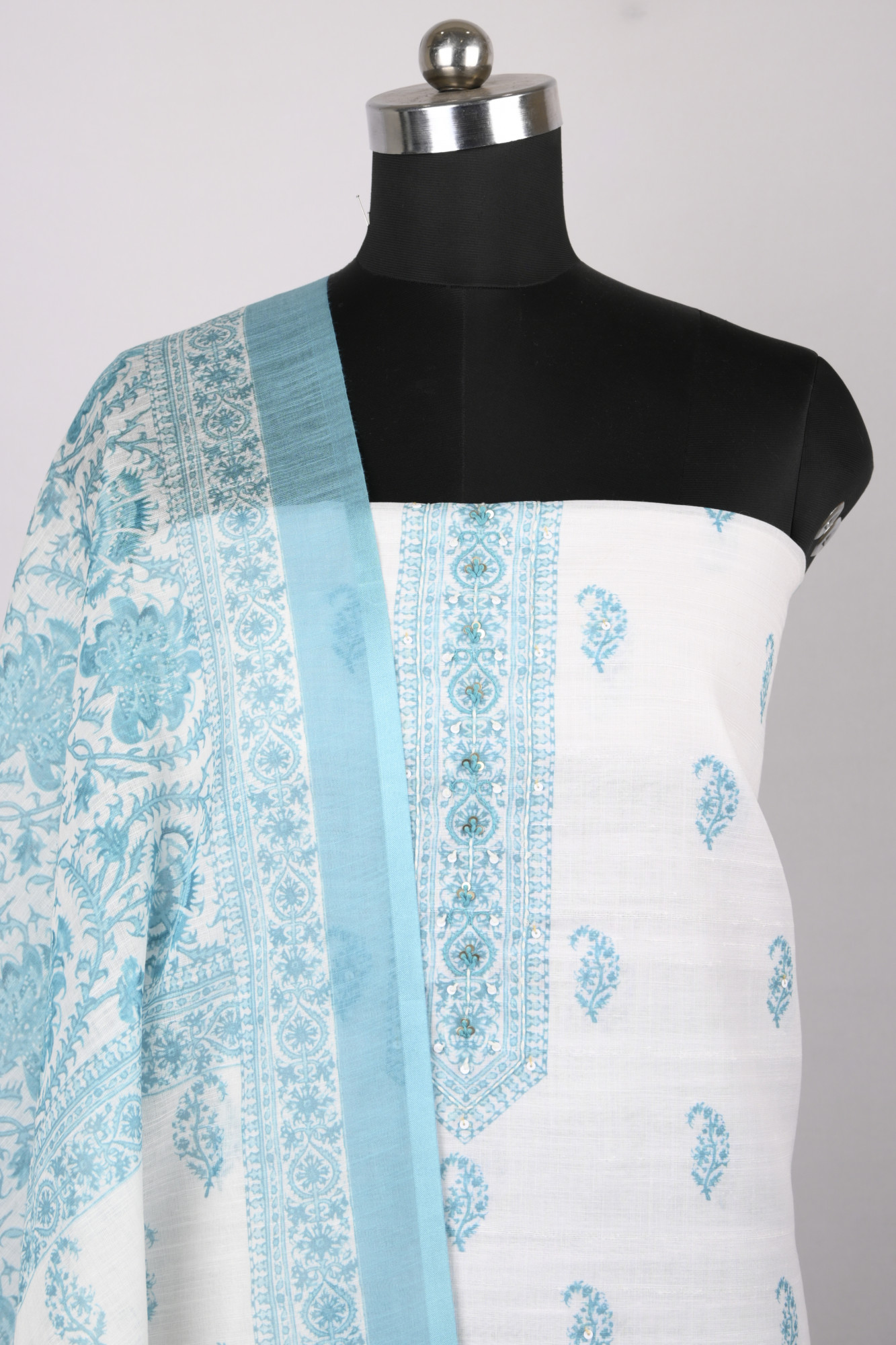 Firozee Cotton Suit Set with Beautiful Dupatta - 1020-4966A