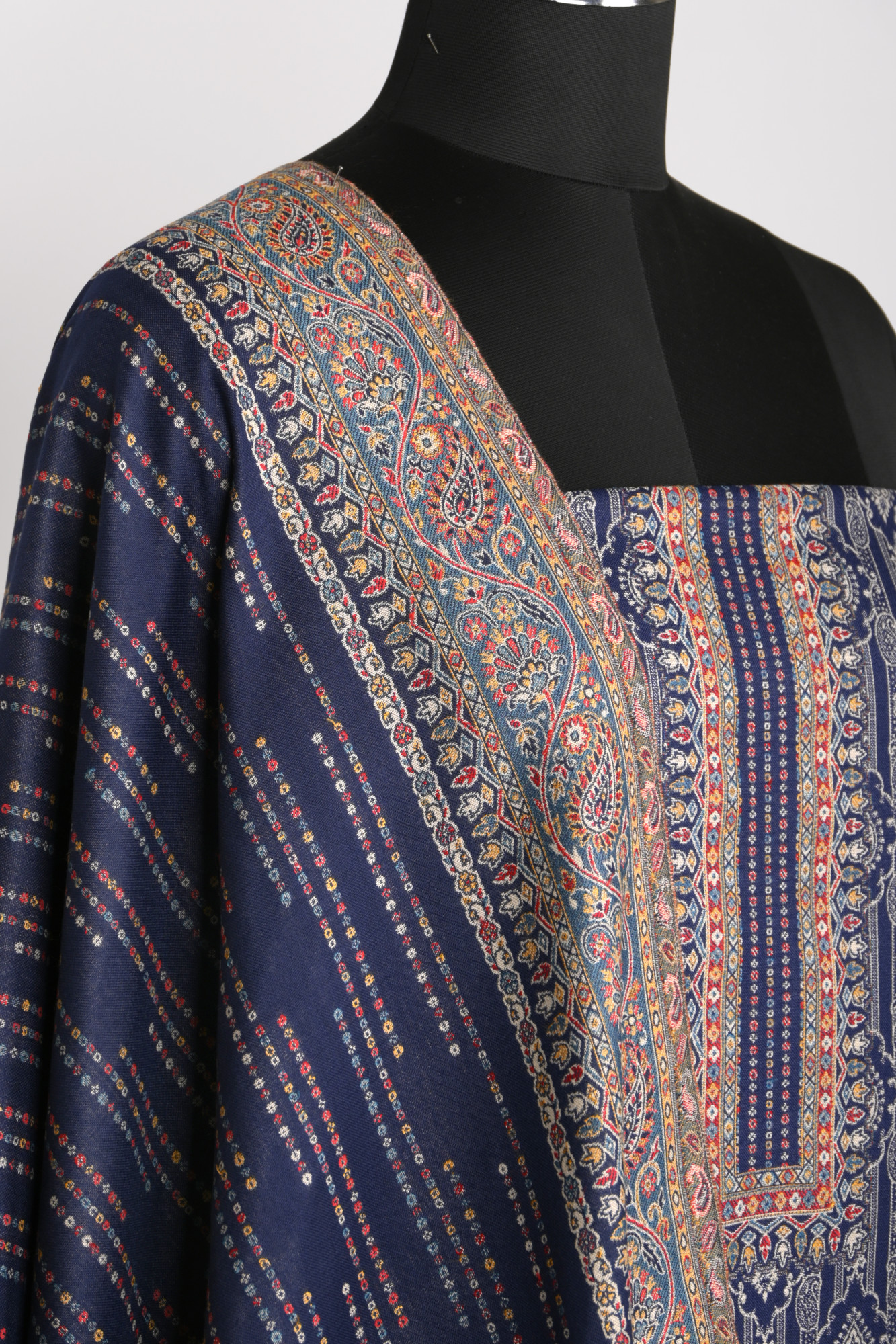 Blue Printed Pashmina Suit Set With Dupatta - 1000-0487A