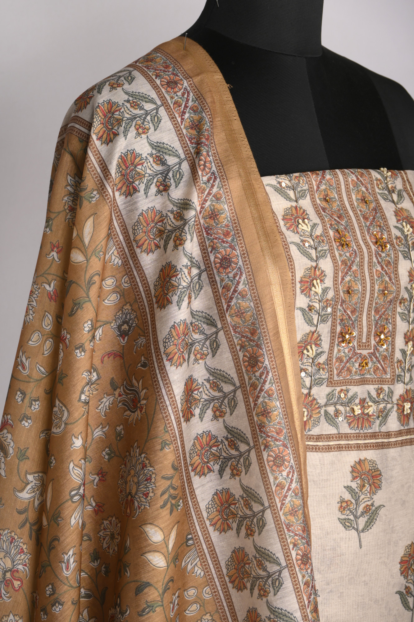 Mustard Cotton Suit Set with Beautiful Dupatta - 1020-4895B