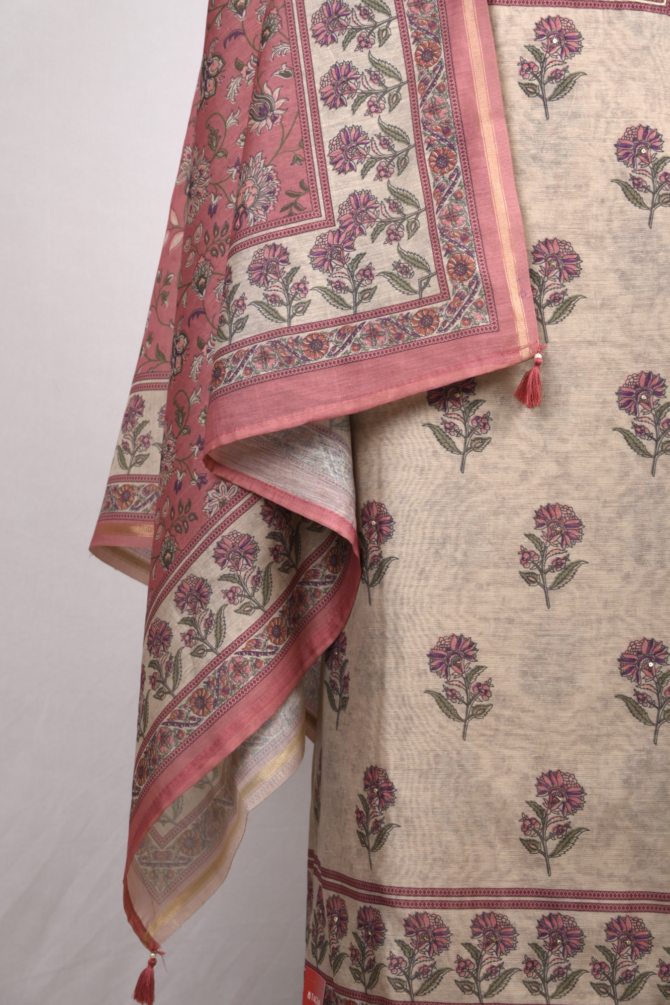Pink Cotton Suit Set with Beautiful Dupatta - 1020-4895C