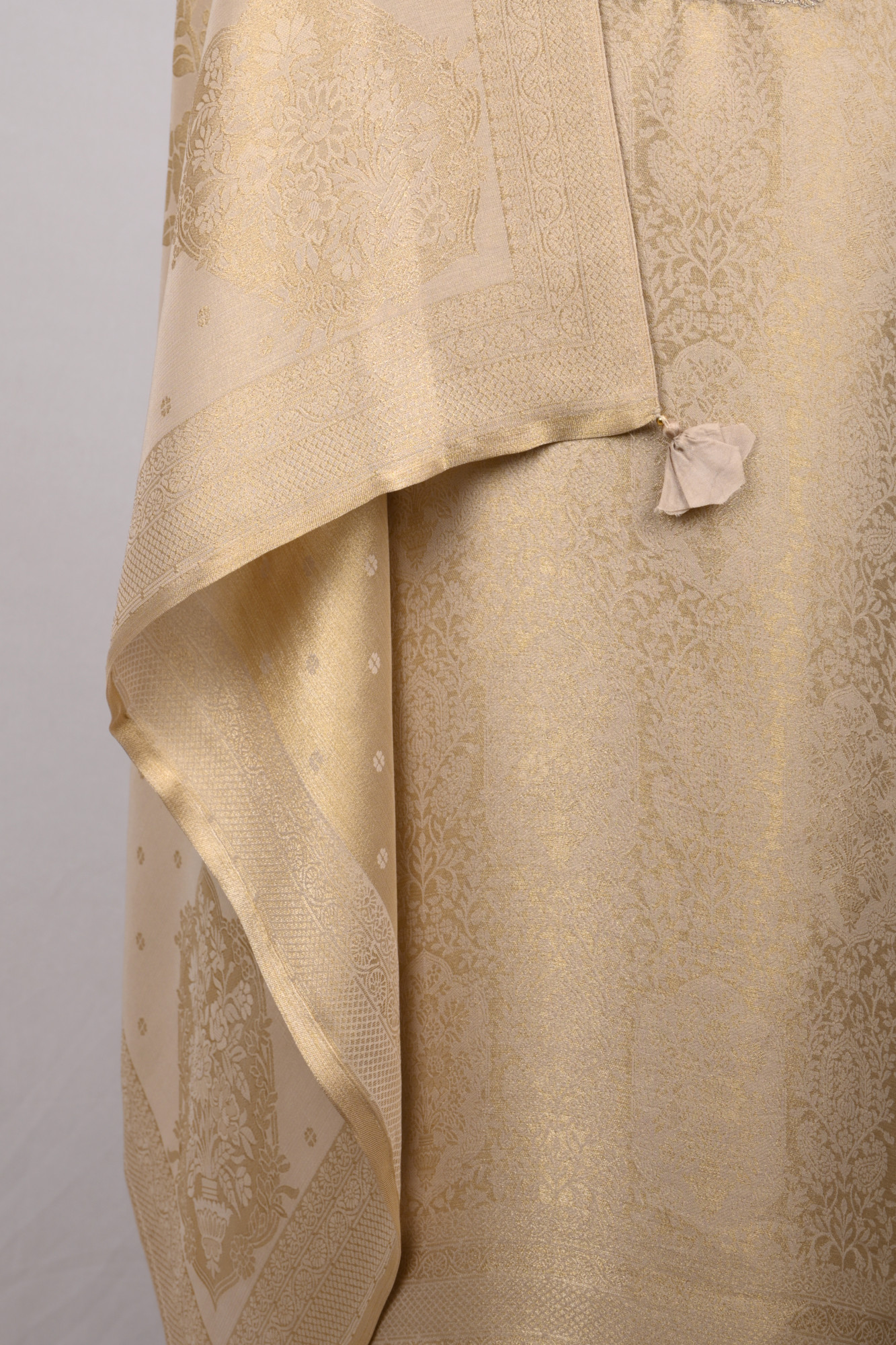 Golden Silk Jacquard Suit Set with Beautiful Dupatta - R157-SPR2387A