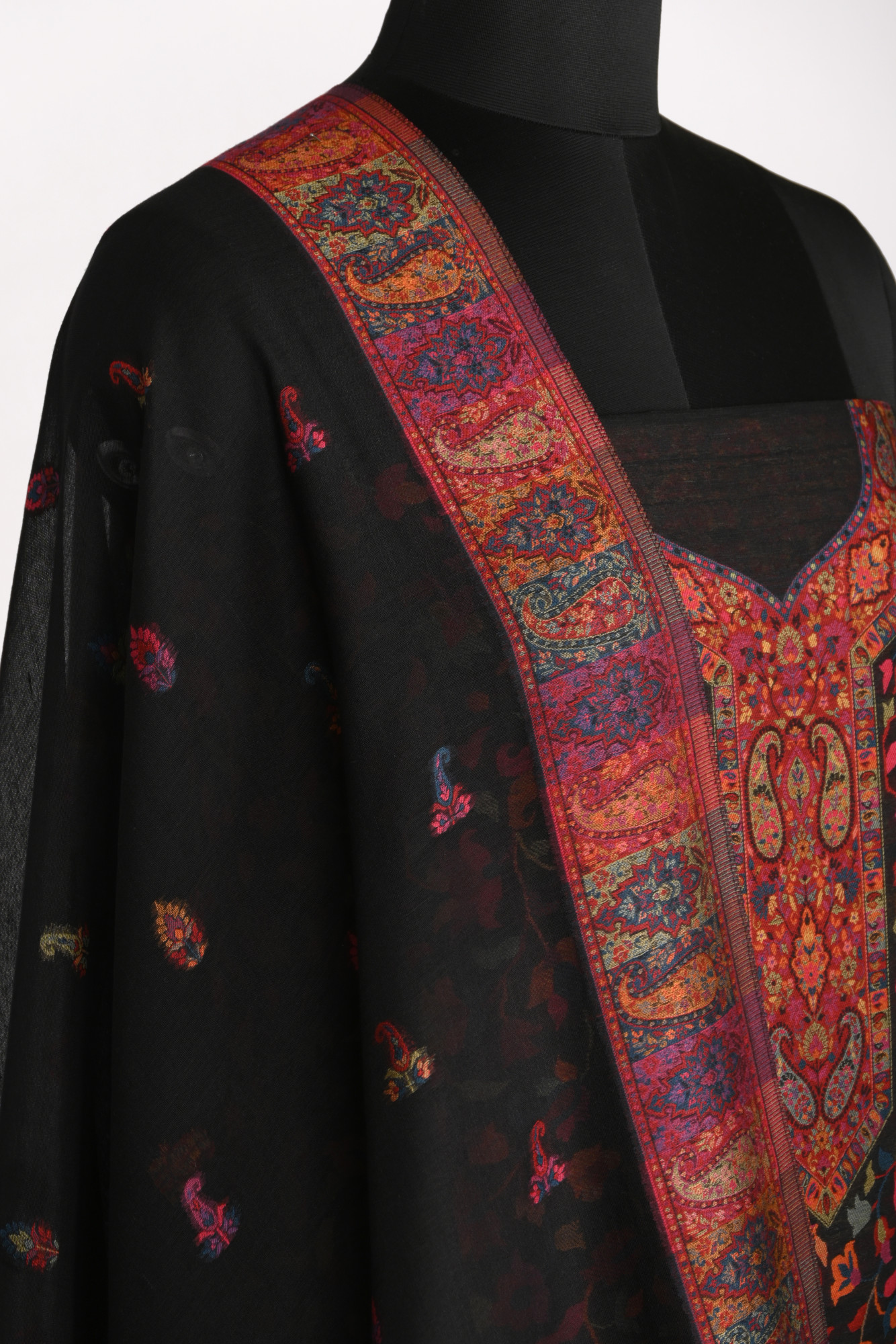 Black Pure Pashmina Suit Set with Pashmina Dupatta - WEPSH103