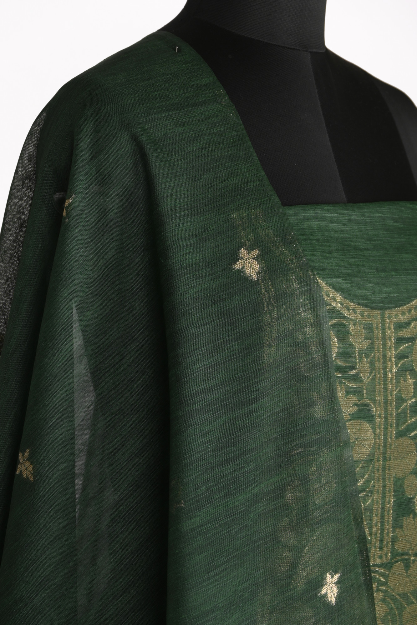 Green Chanderi Silk Suit Set With Zari Weaving - 811-ACVD16