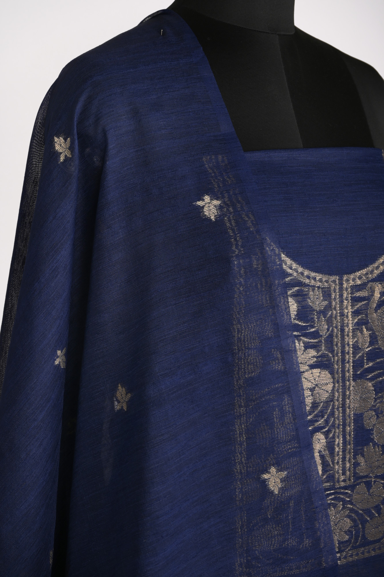 Blue Chanderi Silk Suit Set With Zari Weaving - 811-ACVD16A