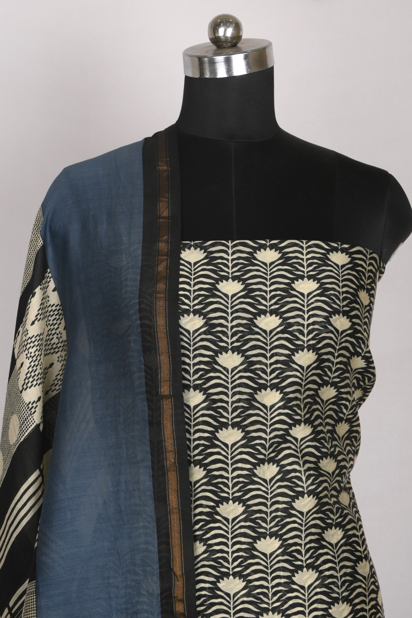 Blue Maheshwari Beautiful Suit Set with Dupatta - 811-S151-445-119-2B