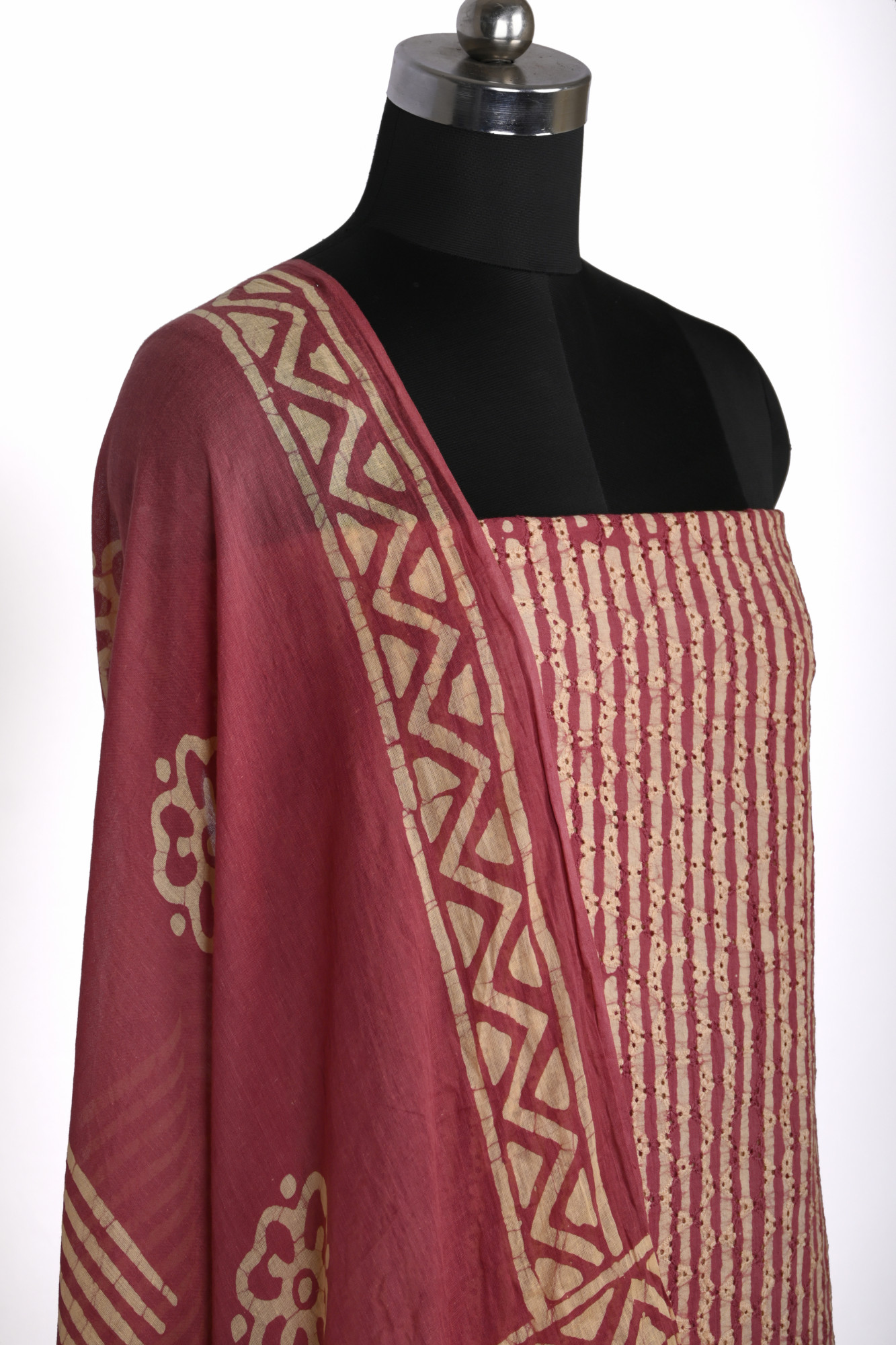 Mauve cotton Suit Set with Beautiful Dupatta - 983-6047-1A