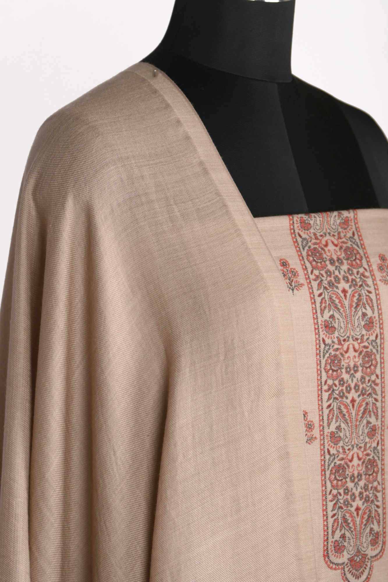 Beige Pashmina Weaving Suit Set with Beautiful Pashmina Dupatta - PASH1402A