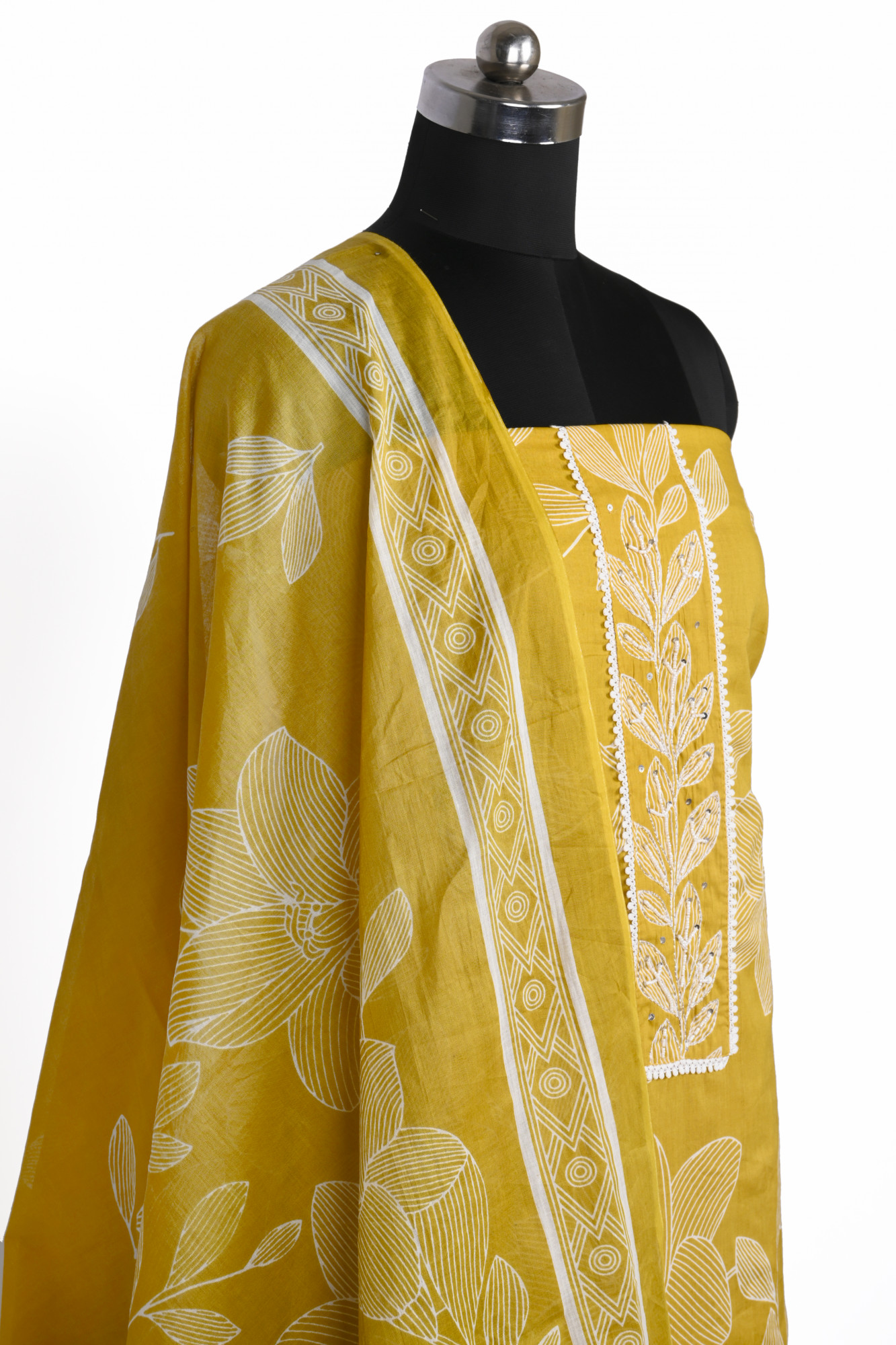 Mustard cotton Suit Set with Beautiful Dupatta - 983-4850-14C