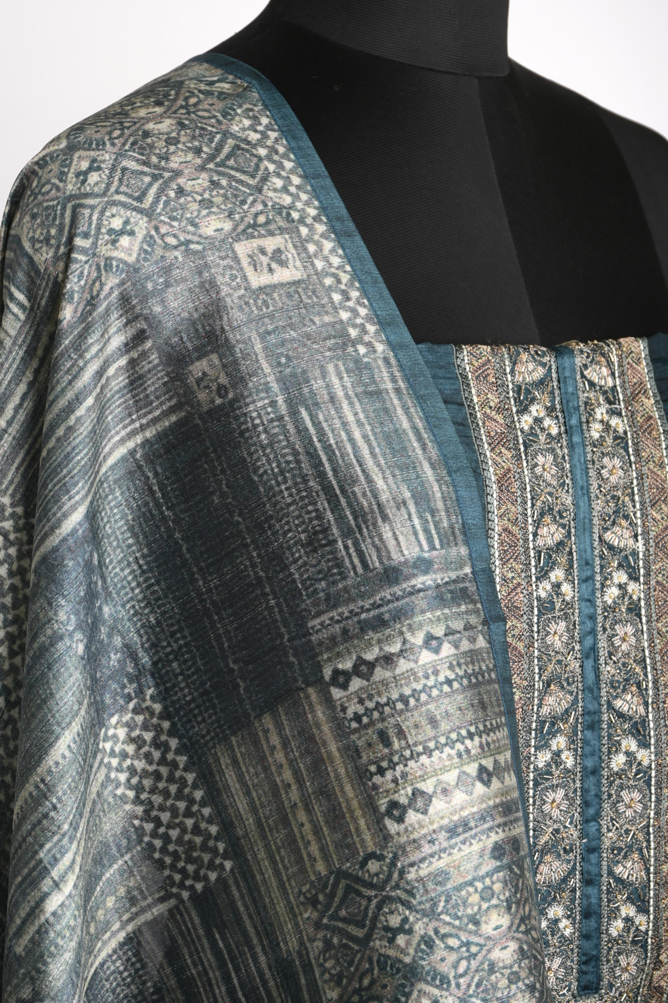 Blue Silk Suit Set with Beautiful Silk Dupatta - R157-SPR2501A