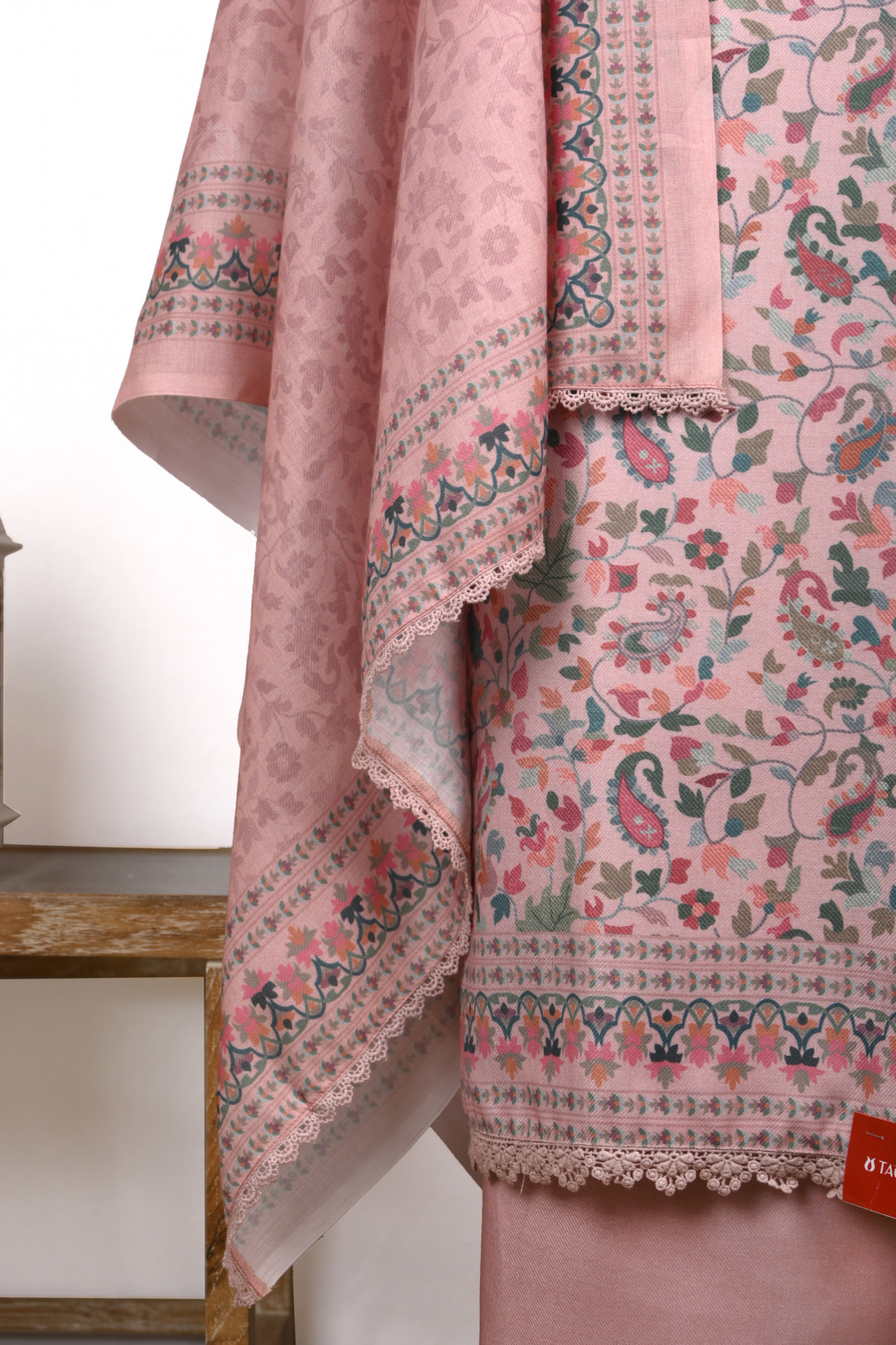 Peach Printed Beautiful Spun Suit Set With Dupatta - 131-K2001C