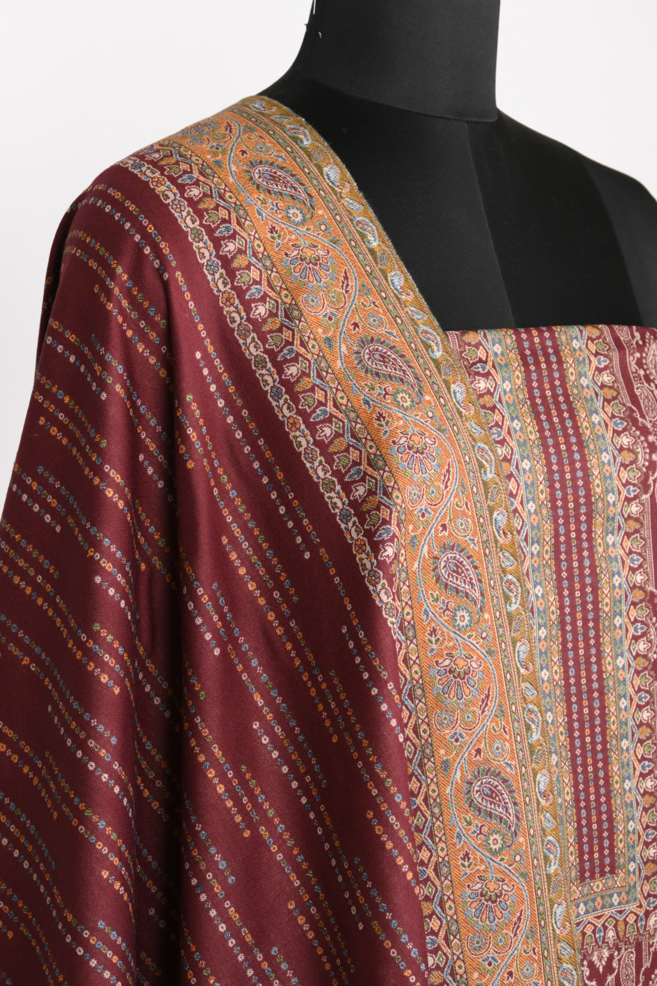 Wine Printed Pashmina Suit Set With Dupatta - 1000-0487