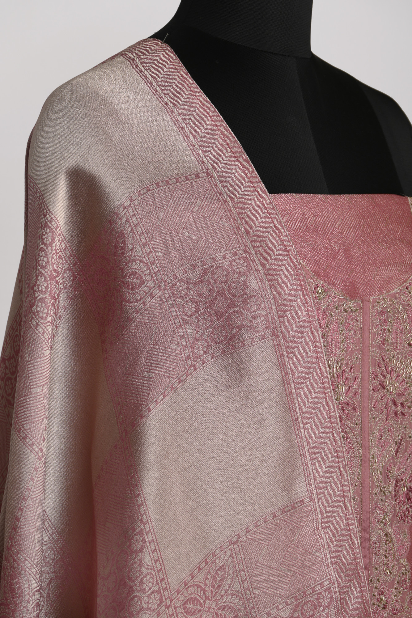 Pink Silk Beautiful Unstitch suit set with Dupatta - R157-SPR2409B