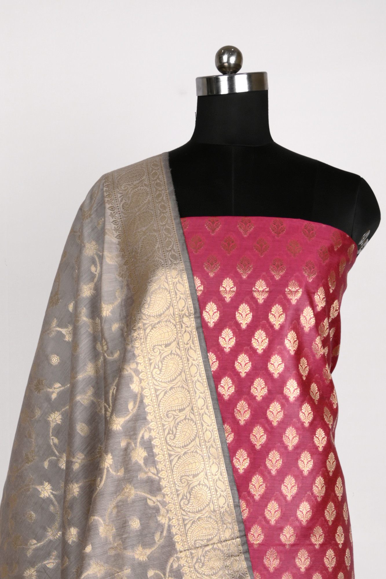 Rani Banarasi Suit Set with Dupatta - 1021-NMRC-2A