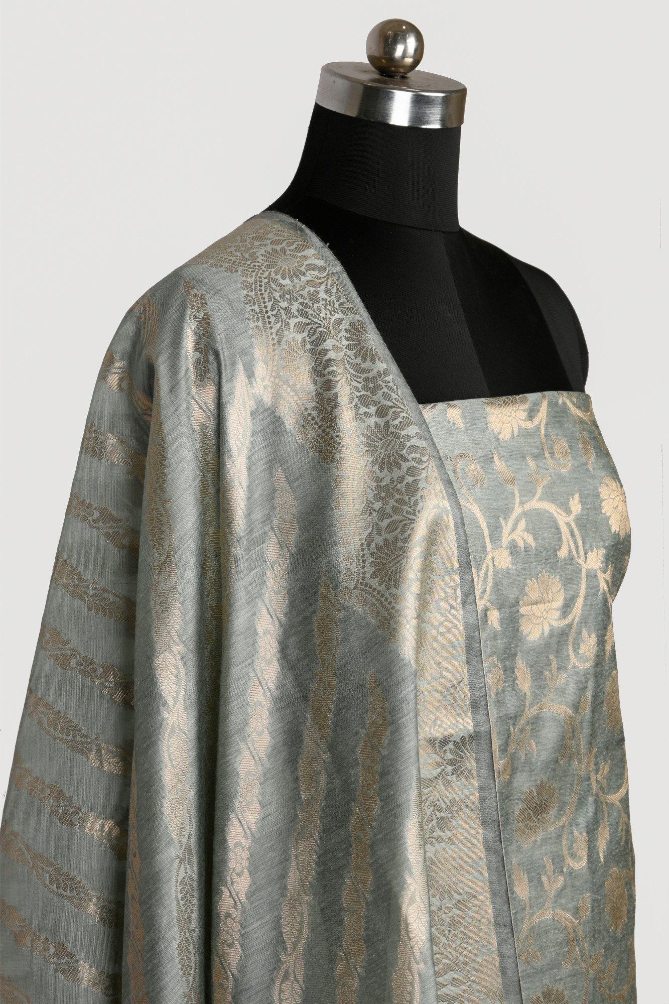 Sea Green Chanderi Silk Unstitch Suit Set with Dupatta - 1021-NMR2-7E