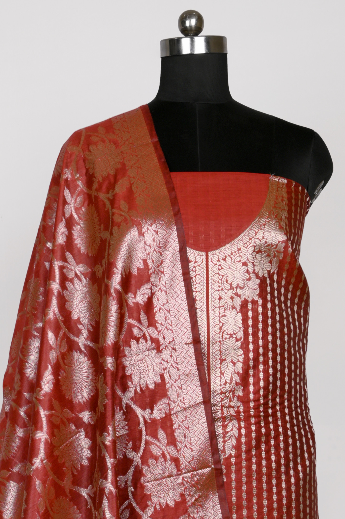 Maroon Chanderi silk Suit Set with Chanderi silk Dupatta - 1021-NMRNCK-1D