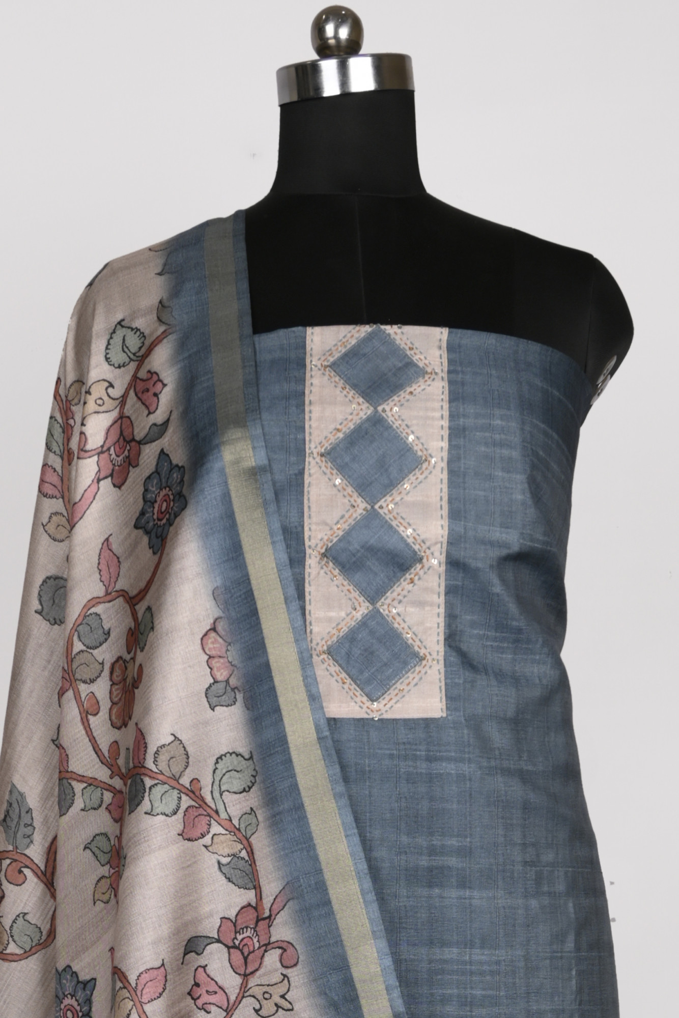 Firoze Tussar silk Suit with Tussar silk Dupatta - 1019-410C