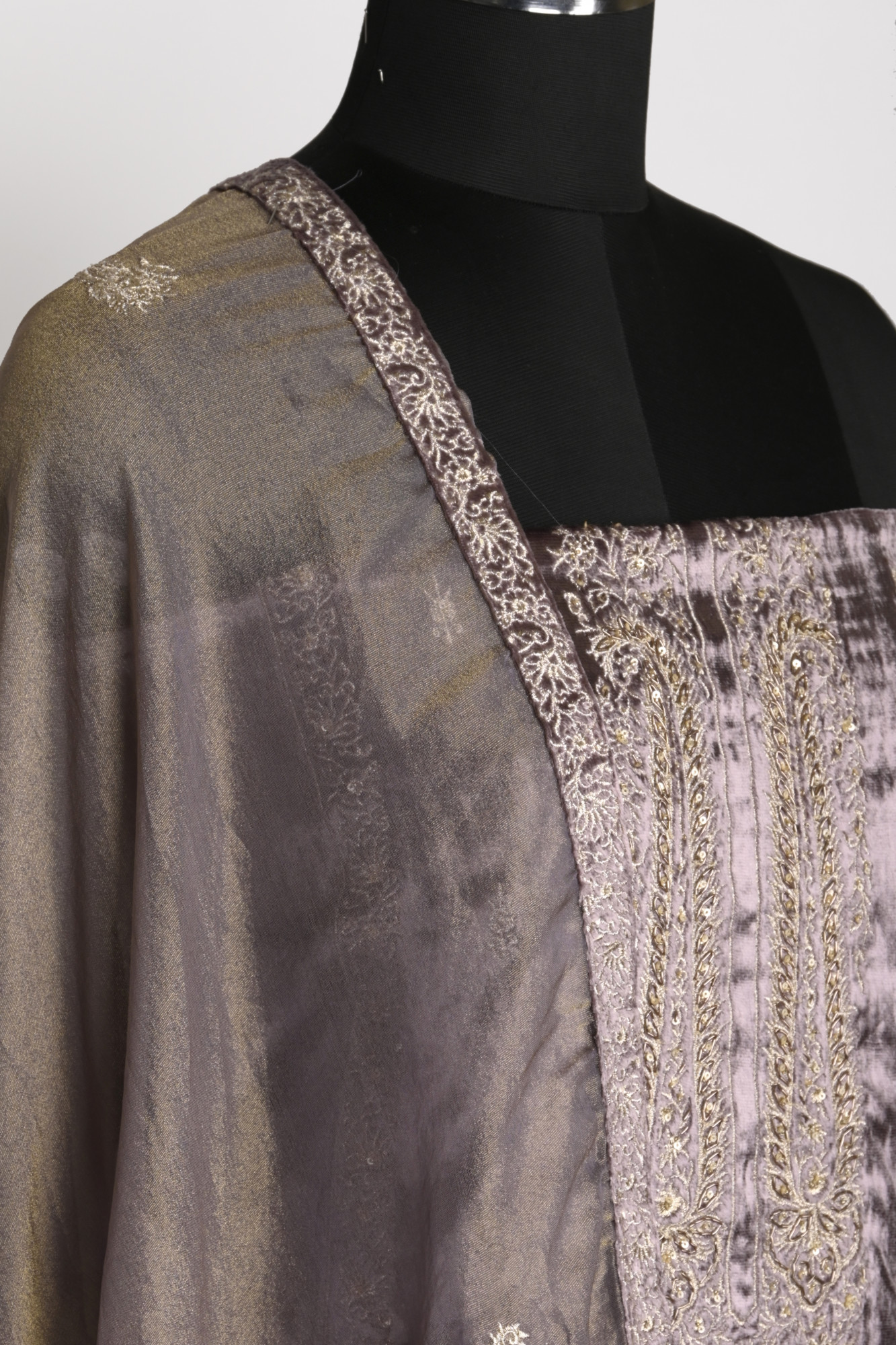 Purple Velvet Suit Set with Beautiful Shimmer Dupatta - NAY2061C