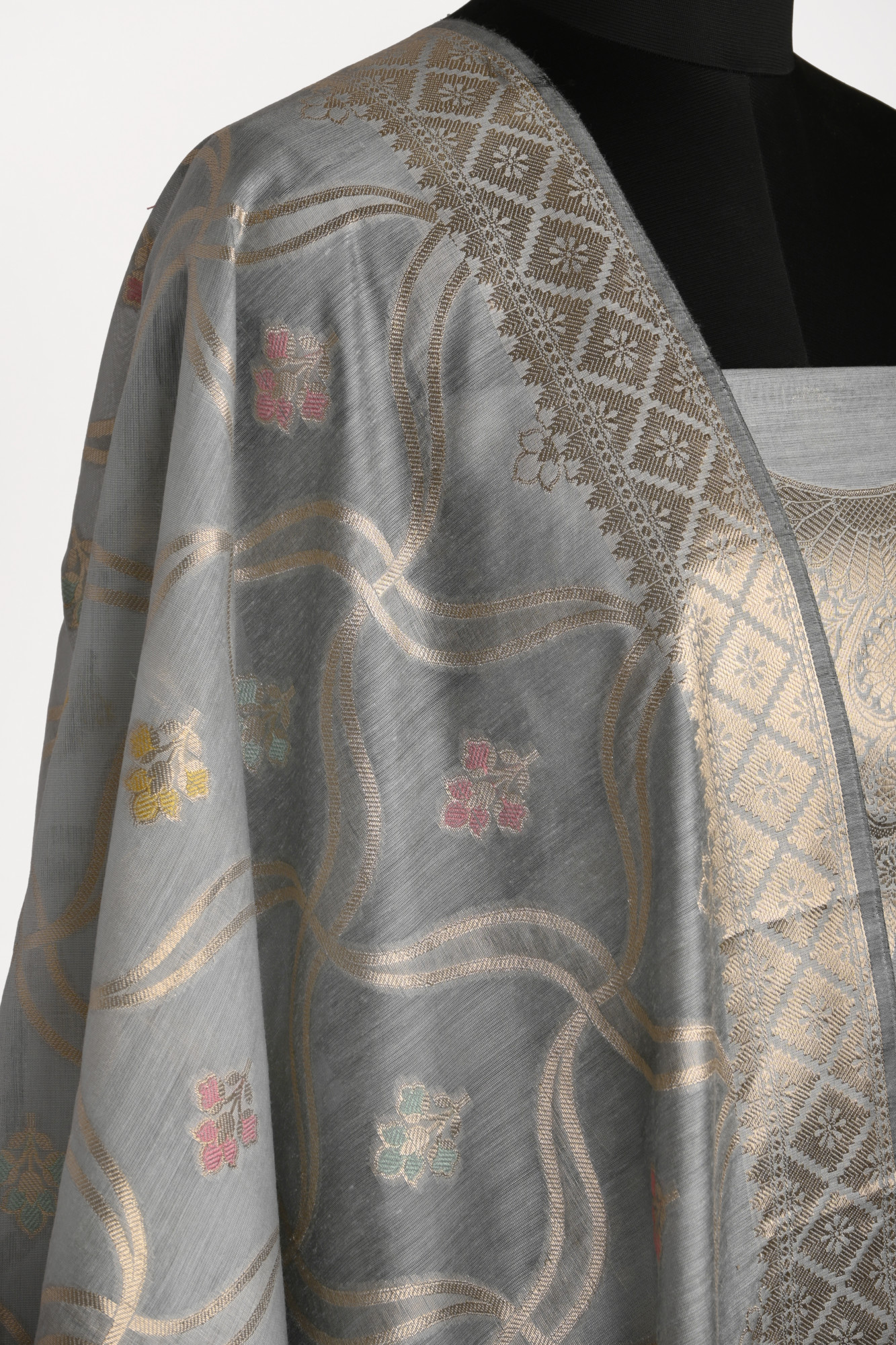 Grey Chanderi silk Suit Set with Chanderi silk Dupatta - 1021-JNF-6E