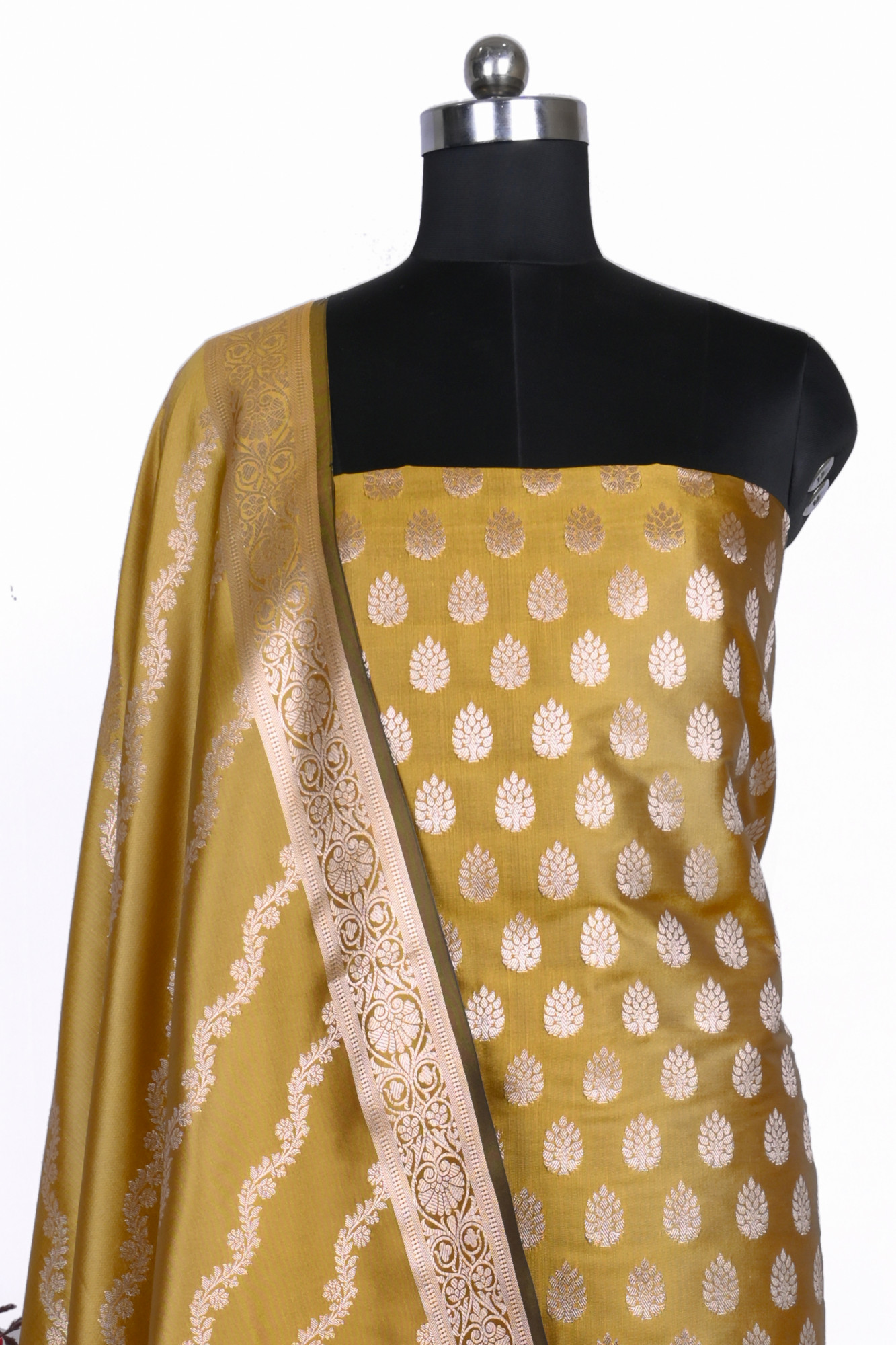 Mustard Chanderi Suit Set with Beautiful Dupatta - 1021-JNF-3A