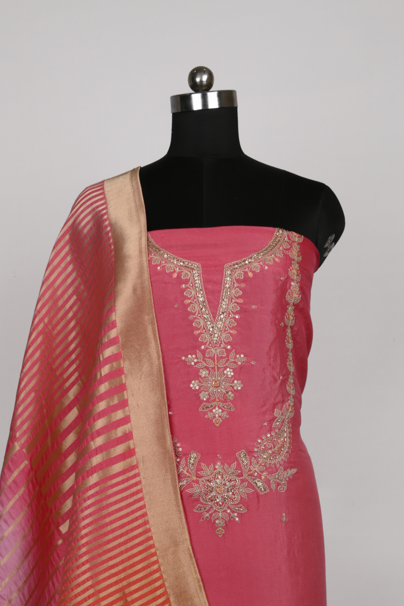 Pink Silk Suit Set with Silk Dupatta - 131-DLS7356
