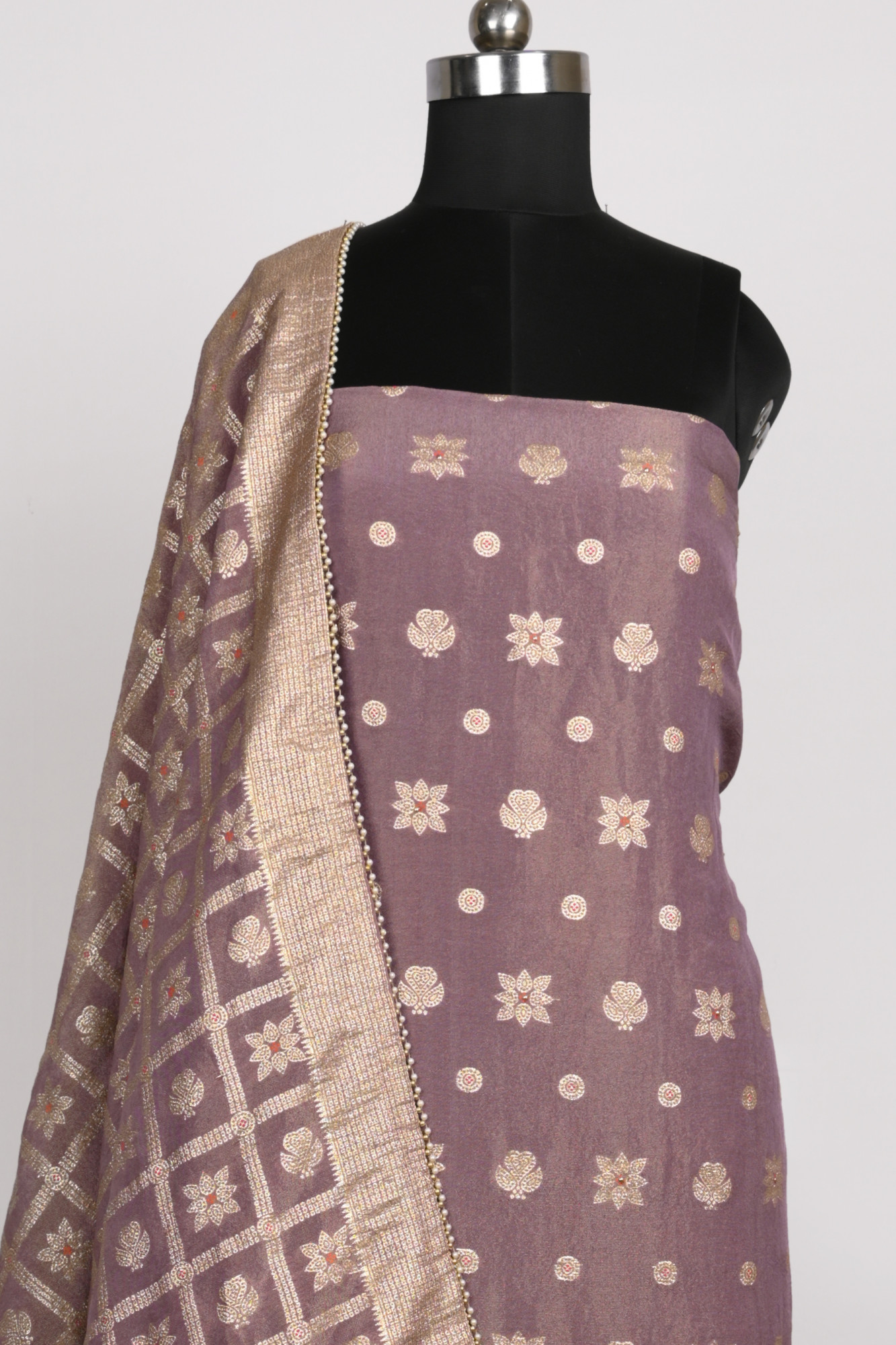 Mauve Shimmer Suit Set with Shimmer Dupatta - 639-JFJ1030