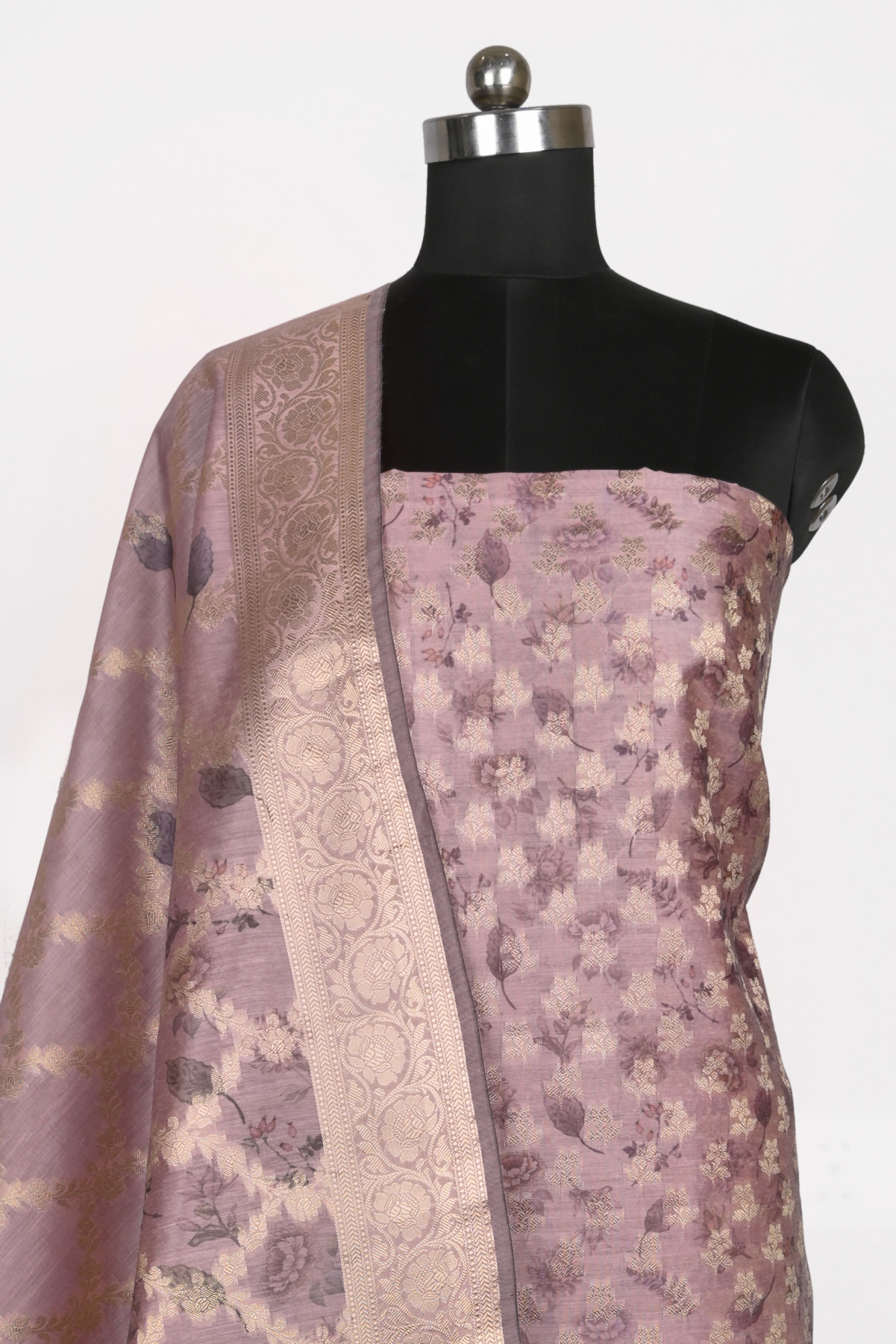 Pink Chanderi Suit Set with Beautiful Dupatta - 1021-SANAM-1C