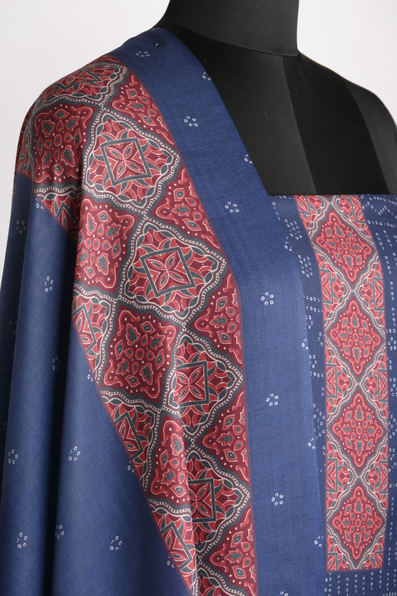 Blue Printed Spun Suit Set With Spun Dupatta - 131-1846A