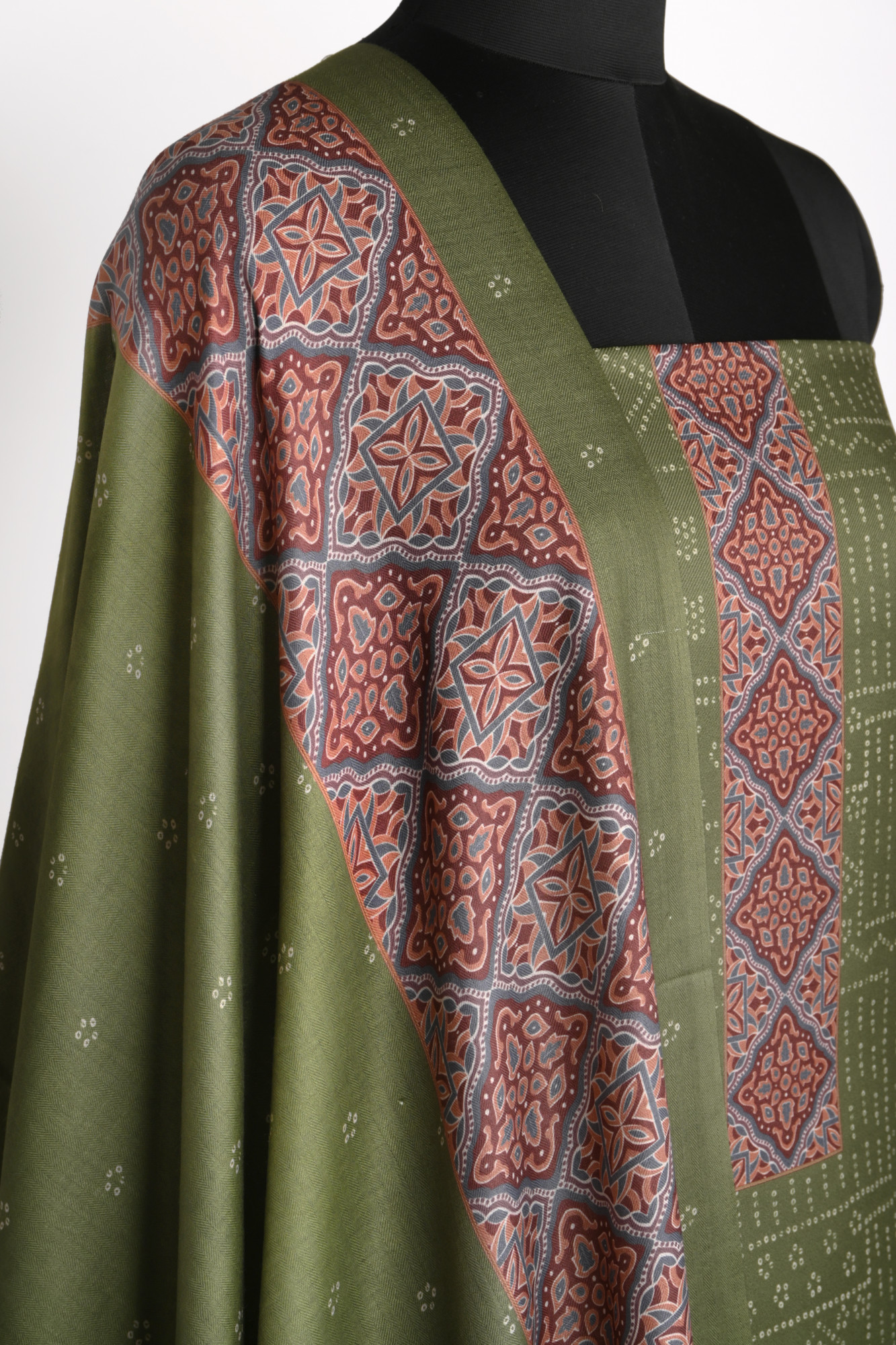Green Printed Spun Suit Set With Spun Dupatta - 131-1846C