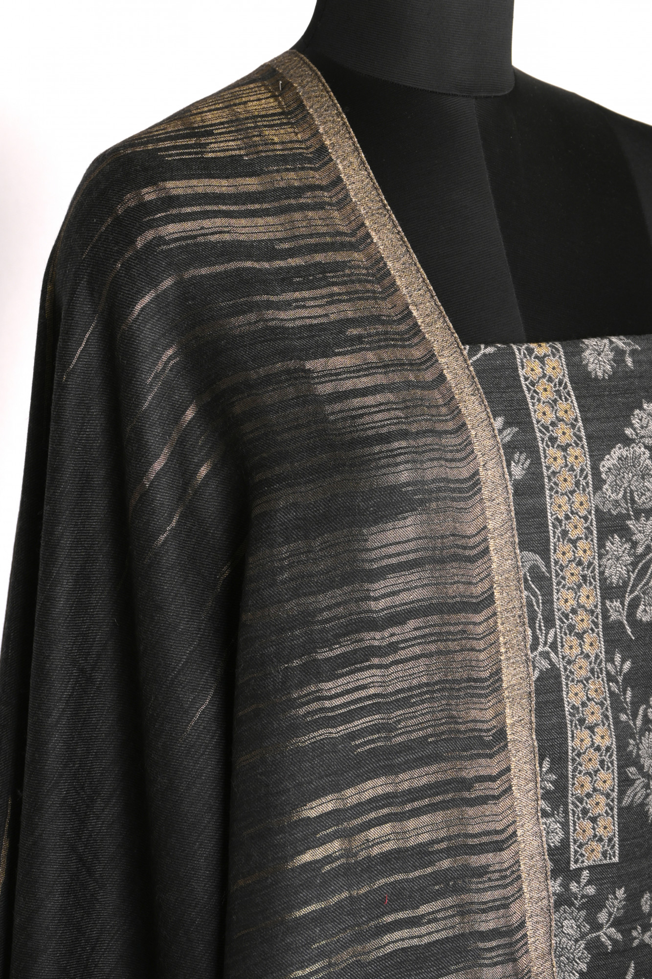 Black Pashmina Suit with Pashmina Dupatta - PASH1414C