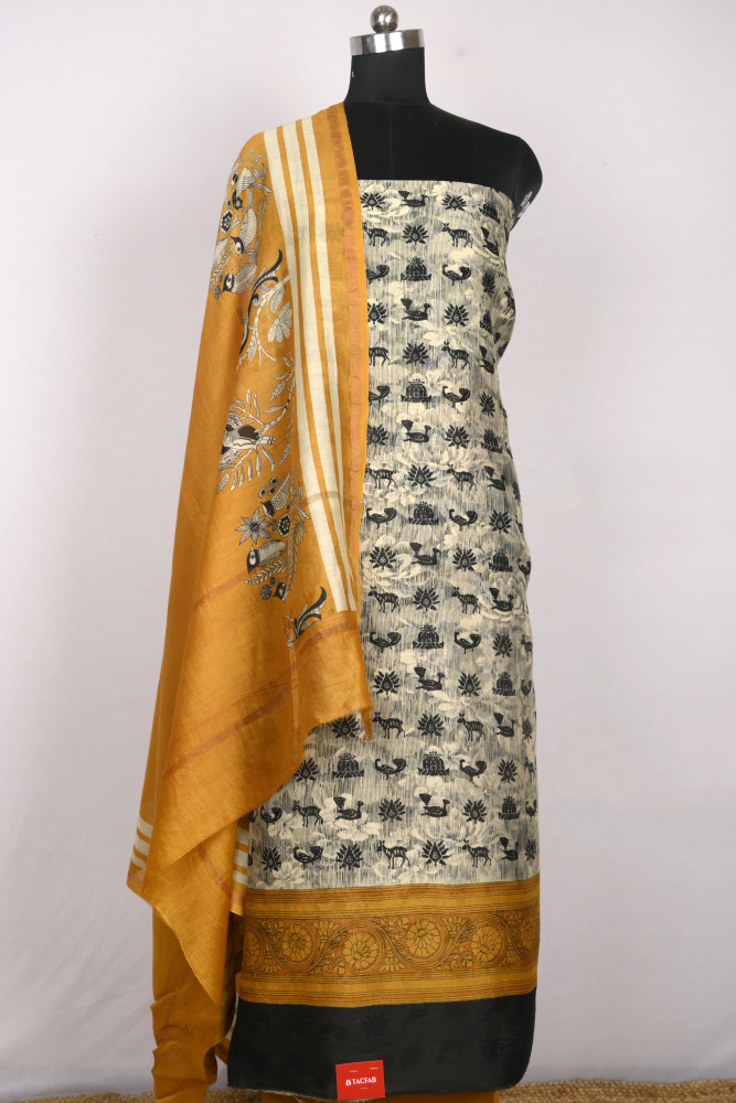 Image of Mustard Maheshwari Beautiful Suit Set with Dupatta - 811-S151-445-119-1A
