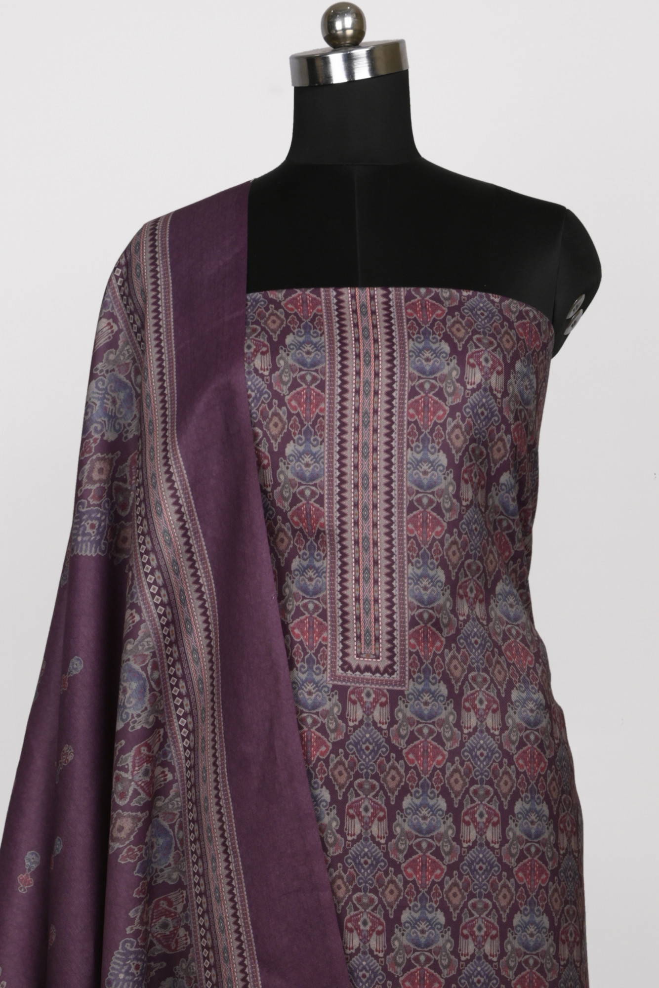 Purple Spun Suit Set with Spun Dupatta - 131-1586C