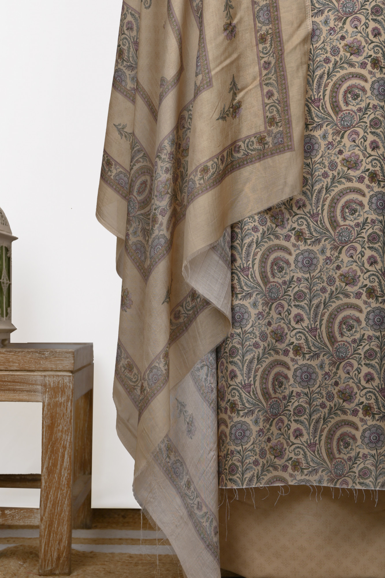 Mustard Spun Suit Set with Spun Dupatta - 131-7581A