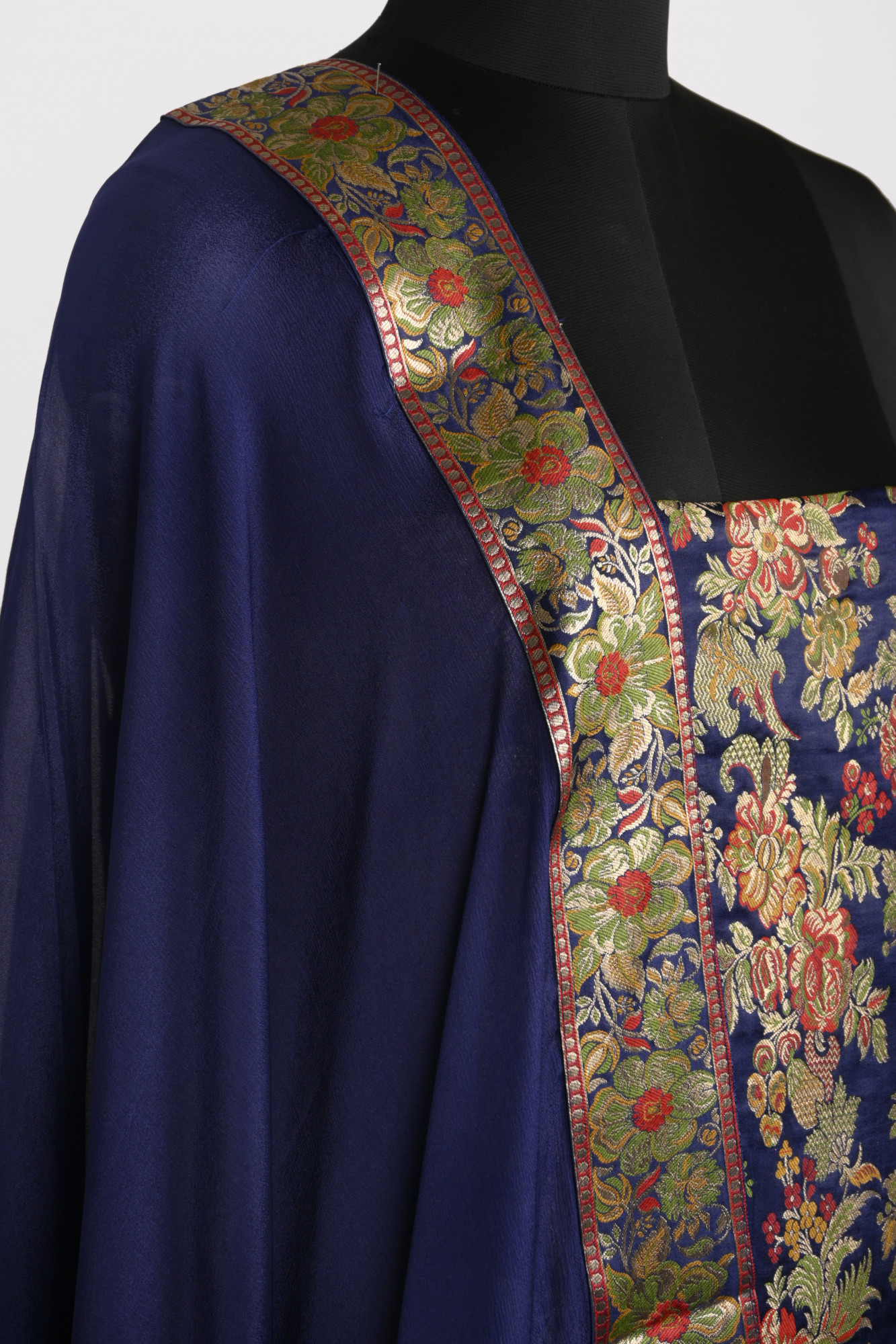 Blue Banarsi Brocade Unstitch suit set with Dupatta - 1021-KIMKHAB-2E