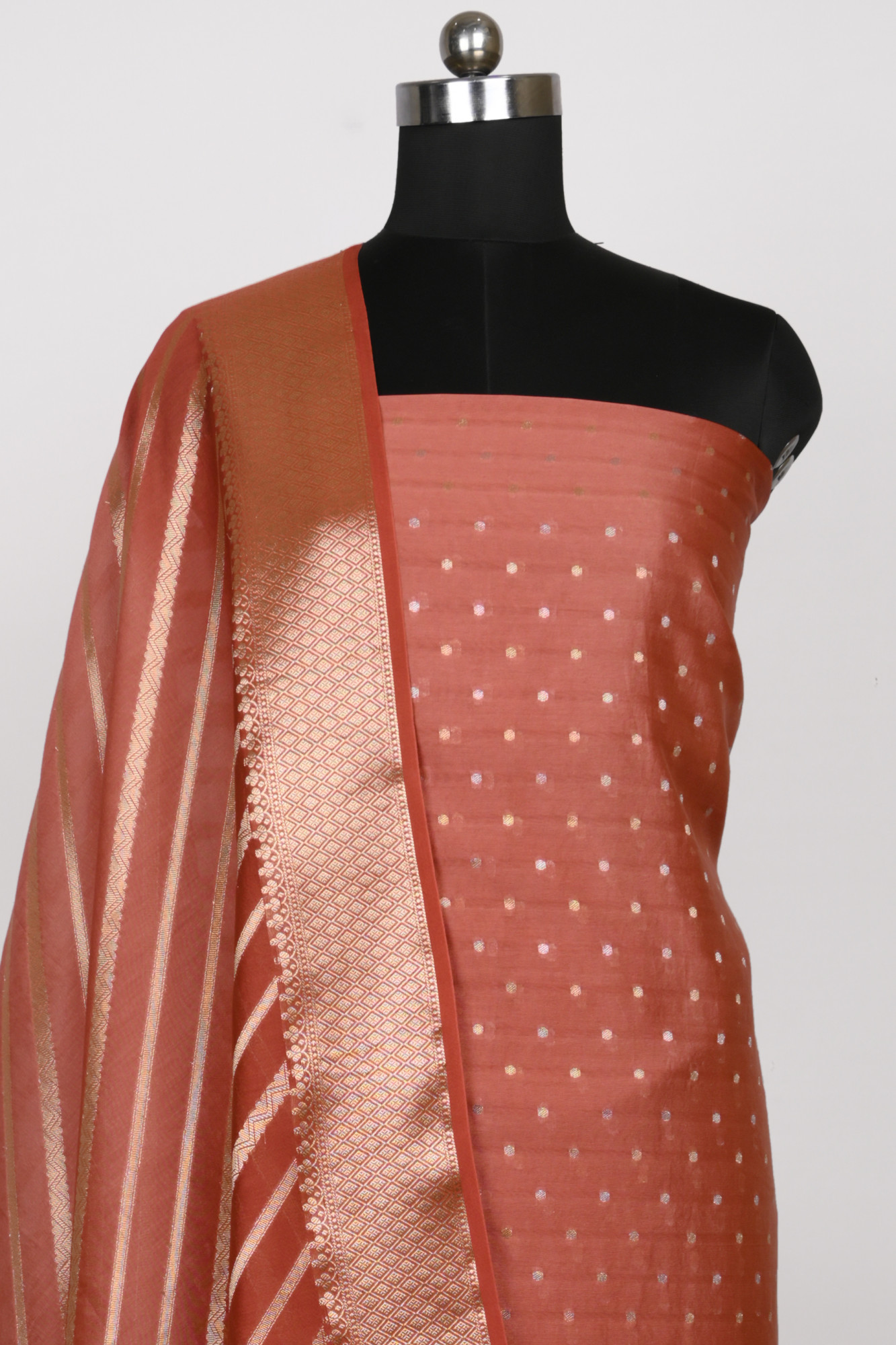 Pink Chanderi Silk Unstitch suit set with Chanderi silk Dupatta - 1021-ANARKALI-3B