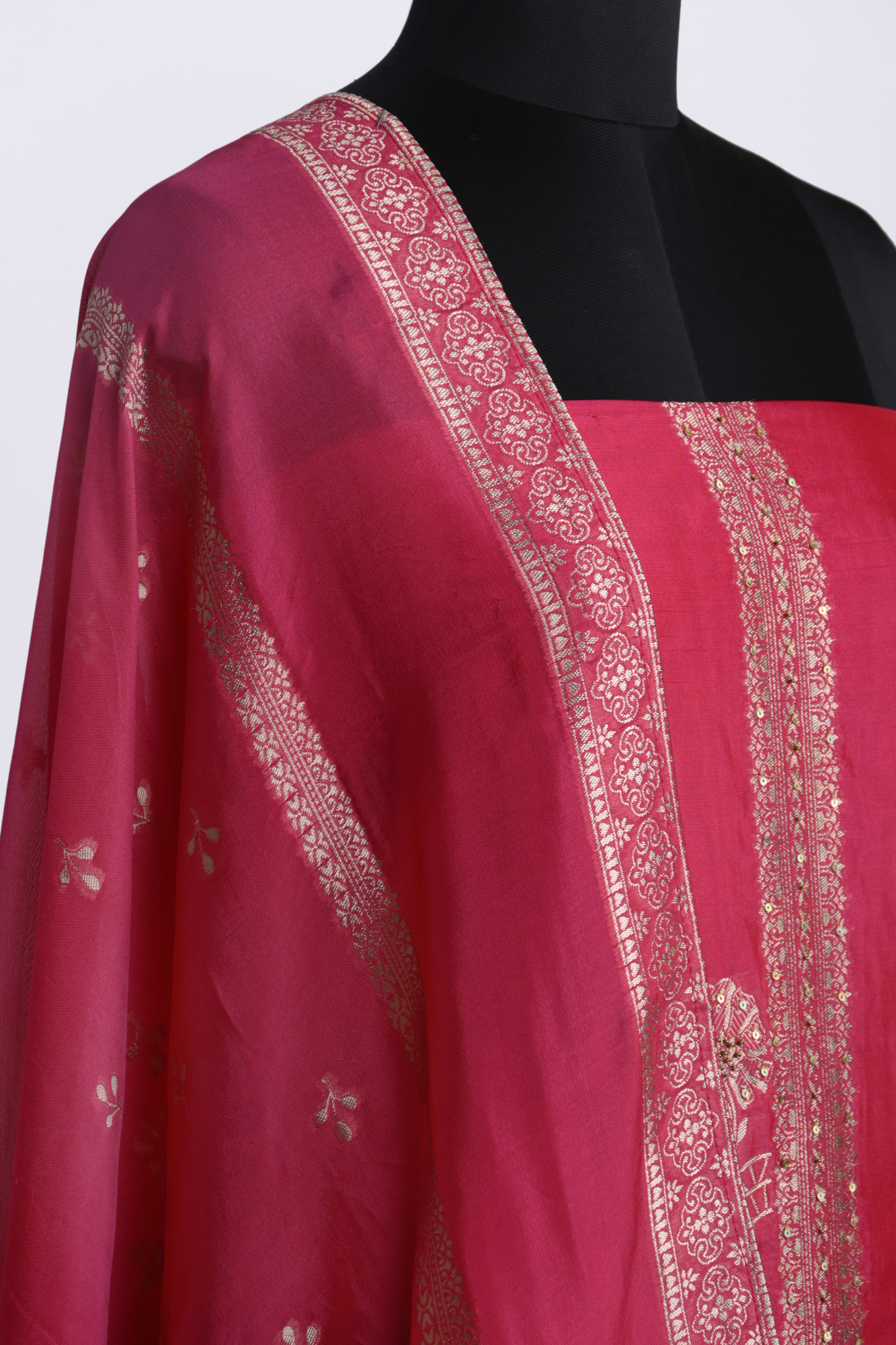 Rani Organza Unstitch suit set with silk Dupatta - 944-11062A