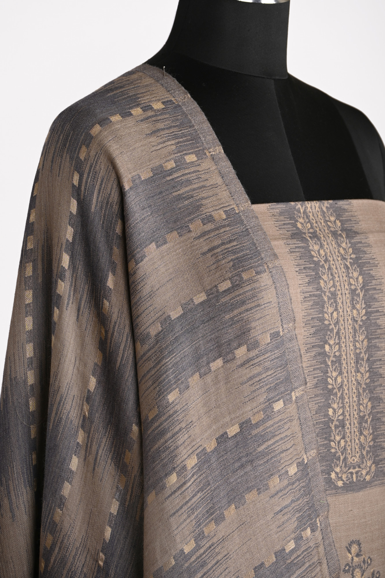 Beige Pashmina Suit Set with Pashmina Dupatta - PASH1403