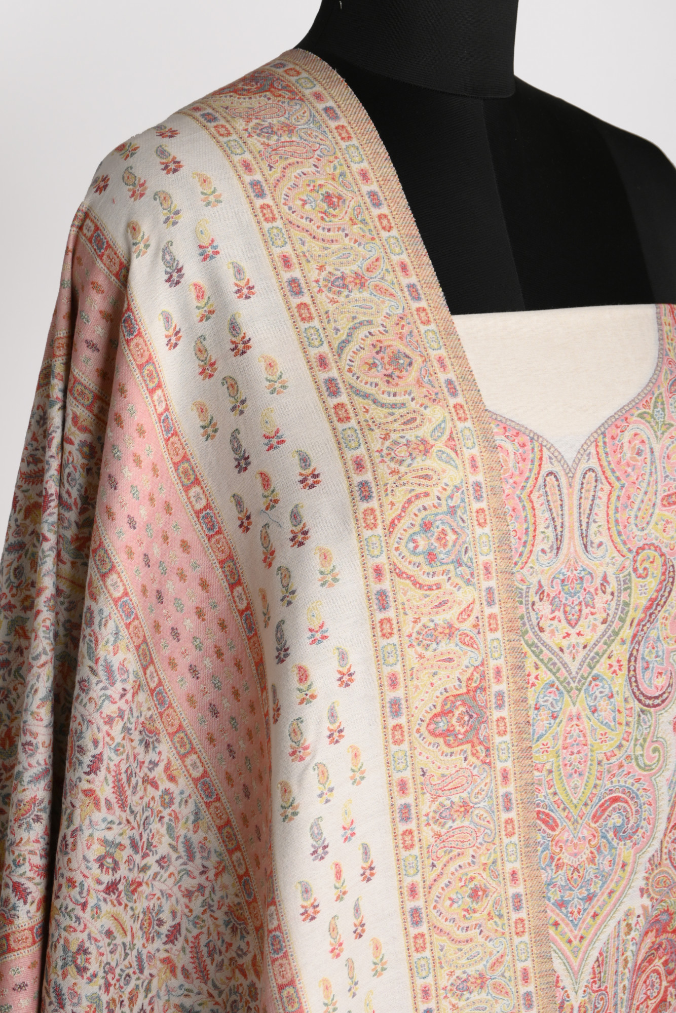 Off White Pashmina Suit with Pashmina Dupatta - 1000-0455E