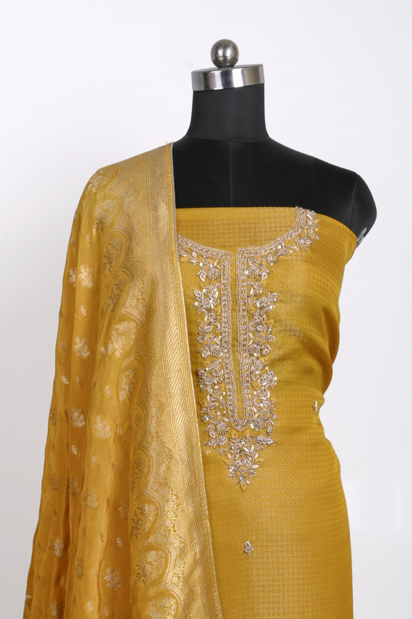 Mustard Shimmer Suit Set with Beautiful Dupatta - 912-AC19888