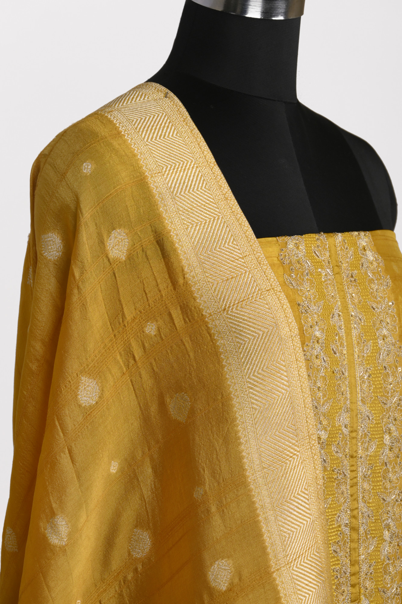 Yellow Chanderi Silk Beautiful Unstitch suit set with Dupatta - R157-SPR1958A