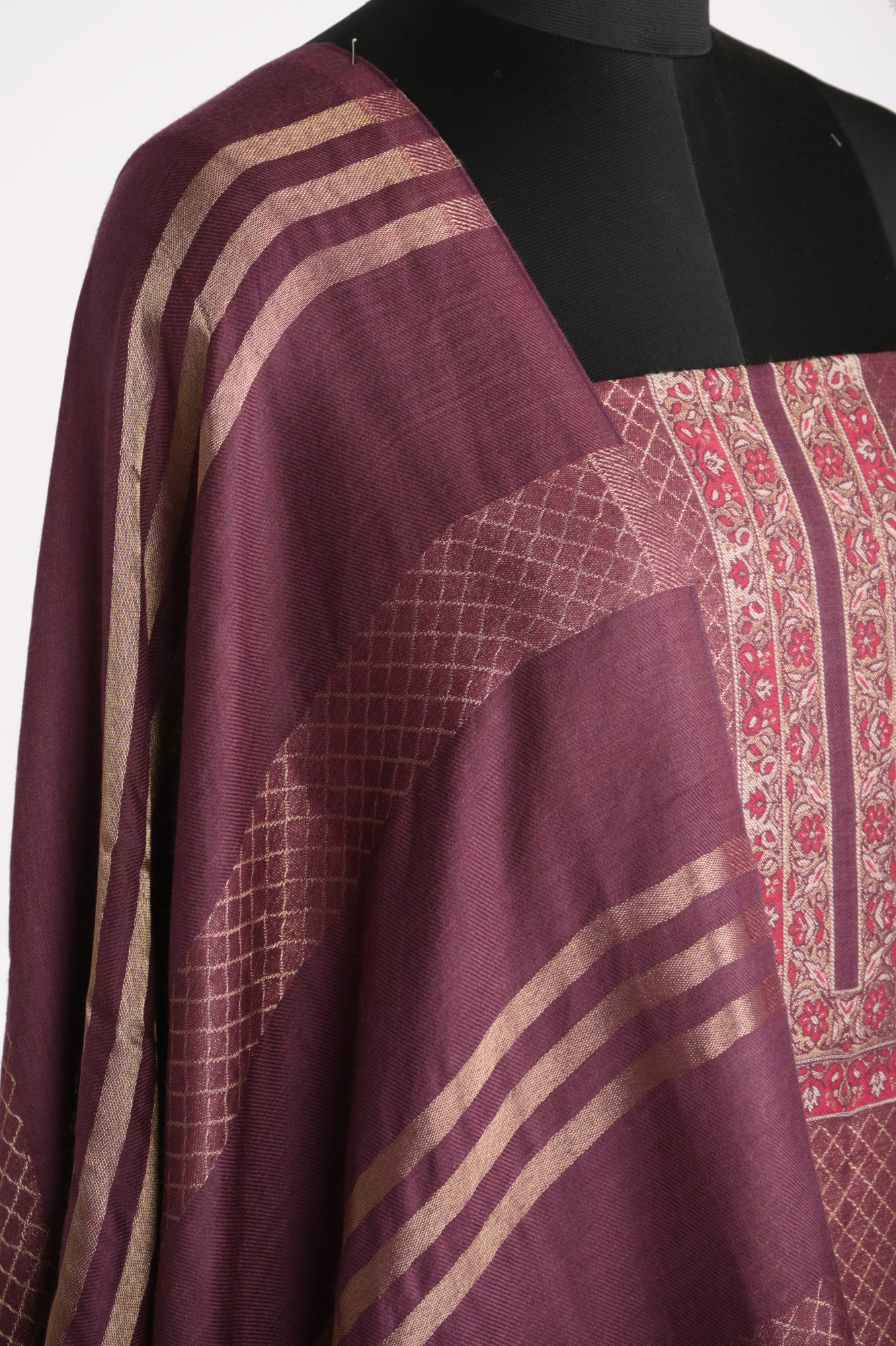 Maroon Pashmina Suit Set with Pashmina Dupatta - PASH1404B