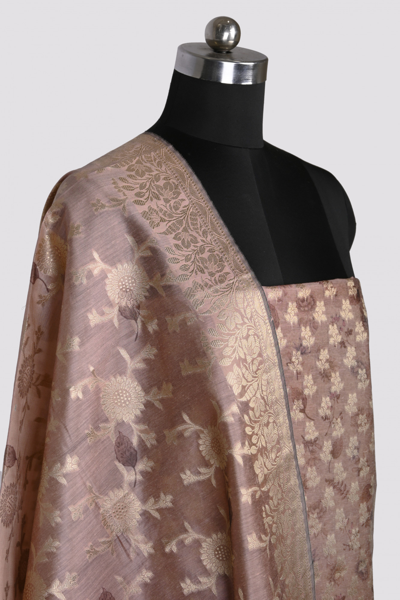 Mauve Chanderi Silk Unstitch Suit Set with Dupatta - 1021-SANAM-1D