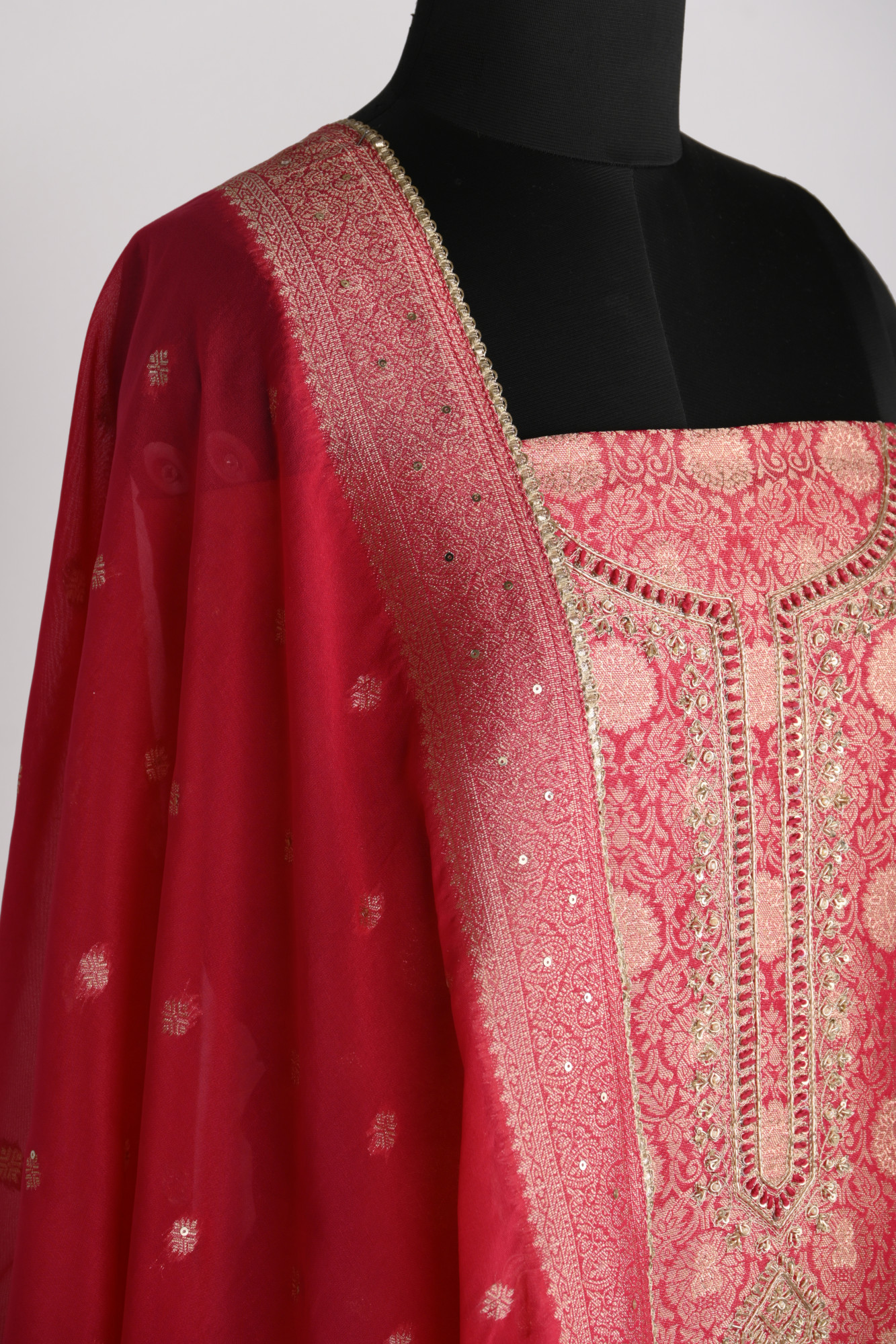 Rani Silk Suit Set with Organza Dupatta - 131-GD470B